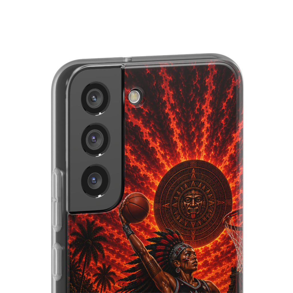 Aztec Basketball Female Warrior – Flexi Phone Case (iPhone & Samsung • Clear TPU • Made & Shipped in the USA • 🚚 FREE USA Shipping • Personalized Option)