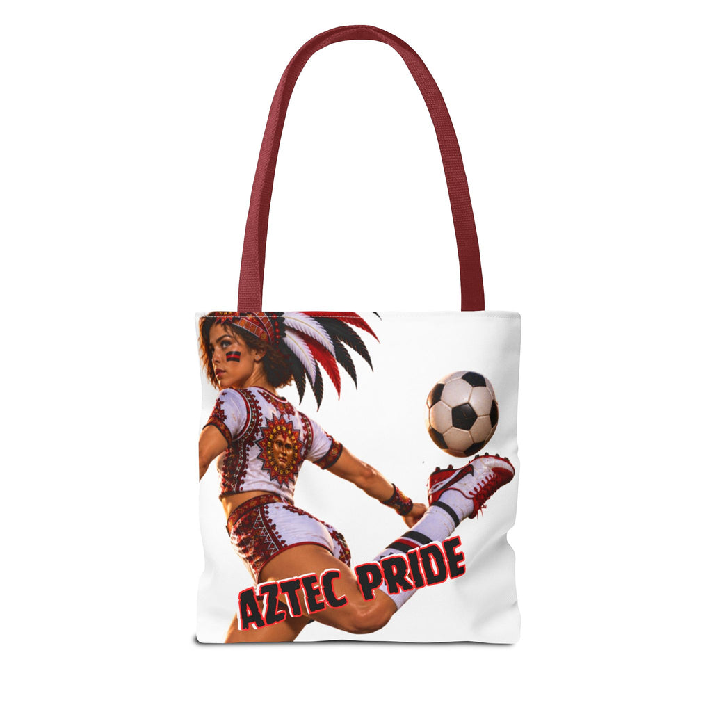 Aztec Soccer Female Warrior Tote Bag | Aztec-Inspired AI Art • Made & Shipped in the USA • 🚚 FREE USA Shipping • FREE Personalization