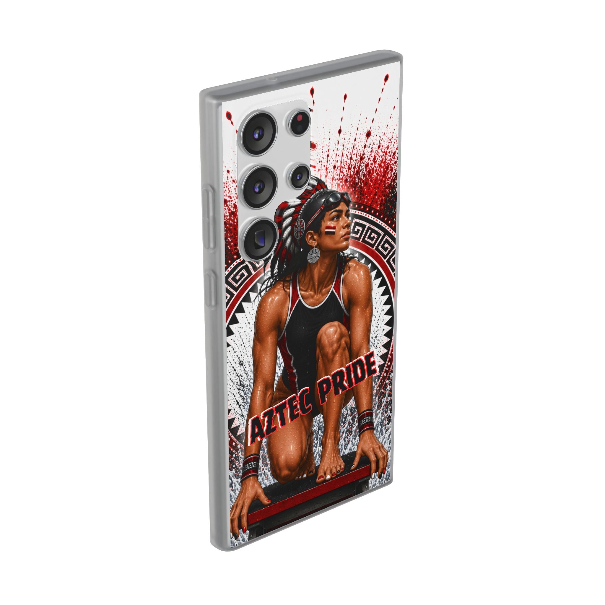 Aztec Swim & Dive Warrior – Flexi Phone Case (iPhone & Samsung • Clear TPU • Made & Shipped in the USA • 🚚 FREE USA Shipping • Personalized Option)