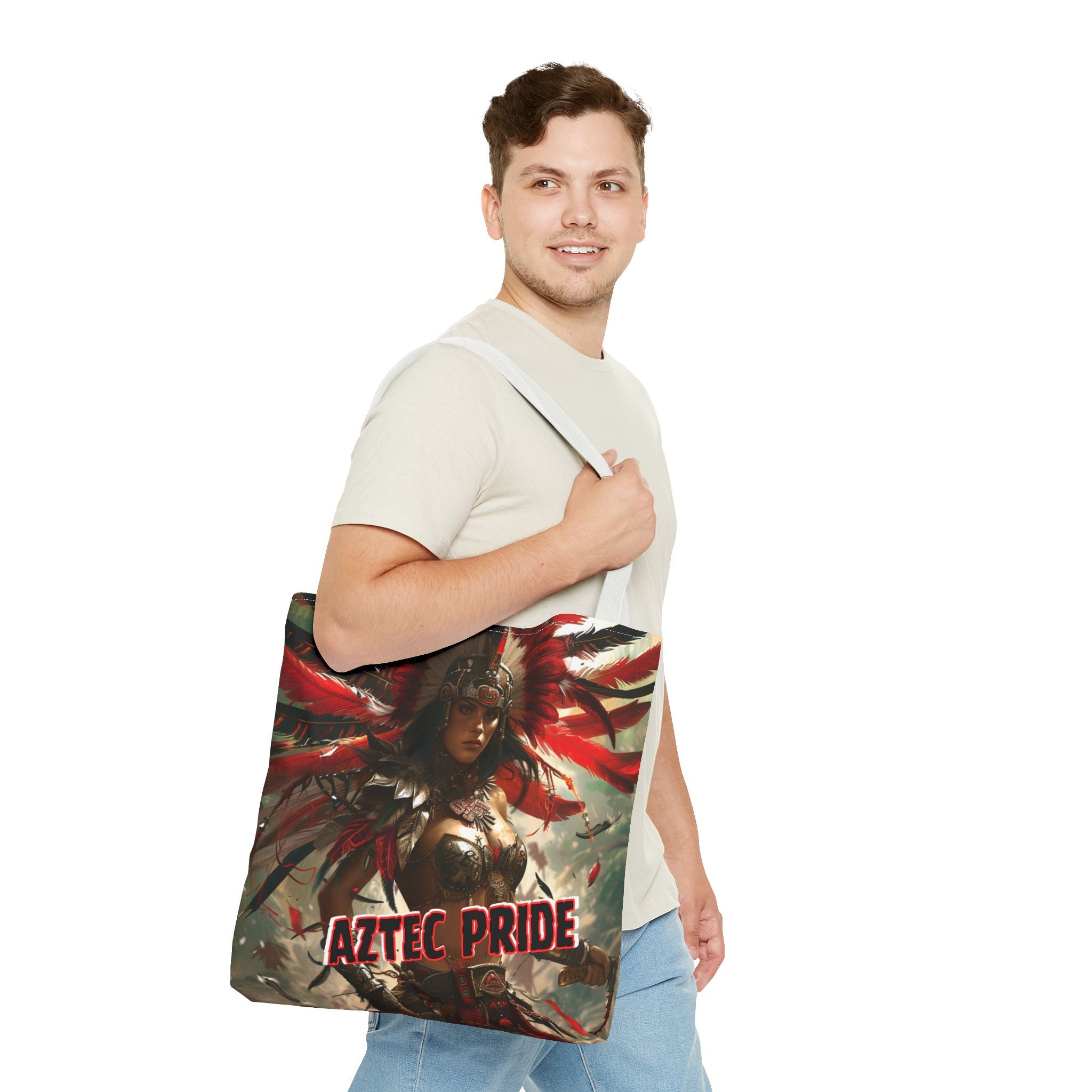 Aztec Blood Feather Goddess Tote Bag – Aztec-Inspired Reusable Shopping Bag | GringoArte