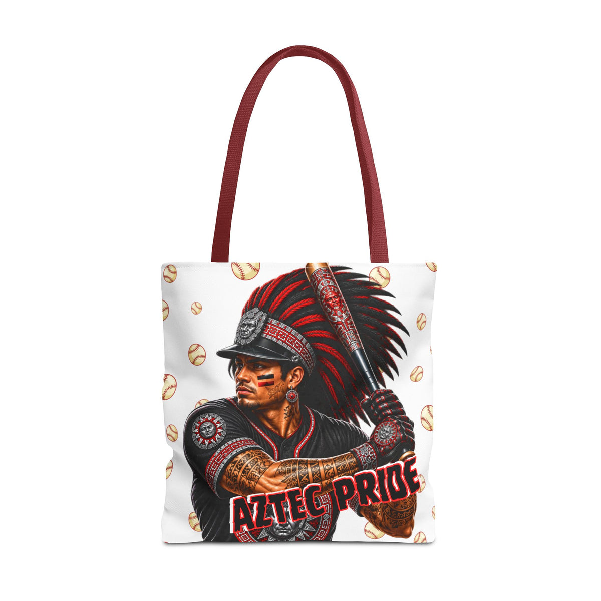 Aztec Baseball Warrior Tote Bag | Aztec-Inspired AI Art • Made & Shipped in the USA • 🚚 FREE USA Shipping • FREE Personalization