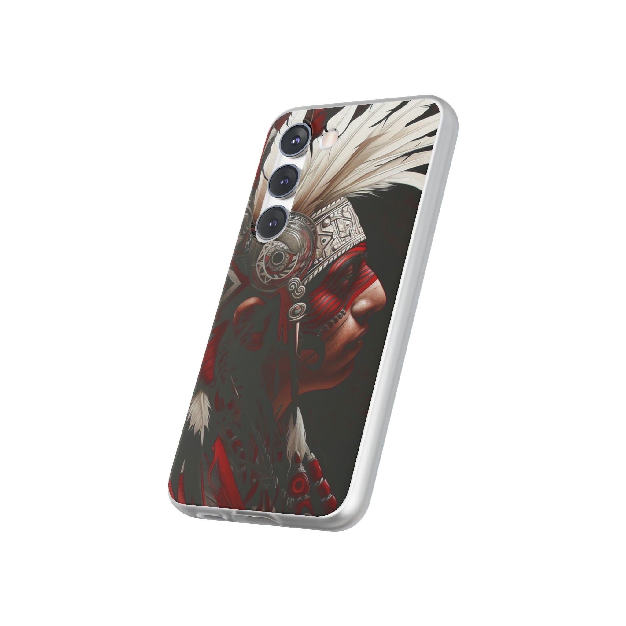 Aztec Warrior King – Flexi Phone Case (iPhone & Samsung • Clear TPU • Made in USA • Personalized Option)