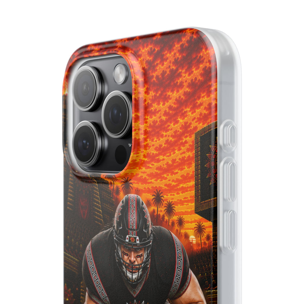 Aztec Football Warrior – Flexi Phone Case (iPhone & Samsung • Clear TPU • Made & Shipped in the USA • 🚚 FREE USA Shipping • Personalized Option)