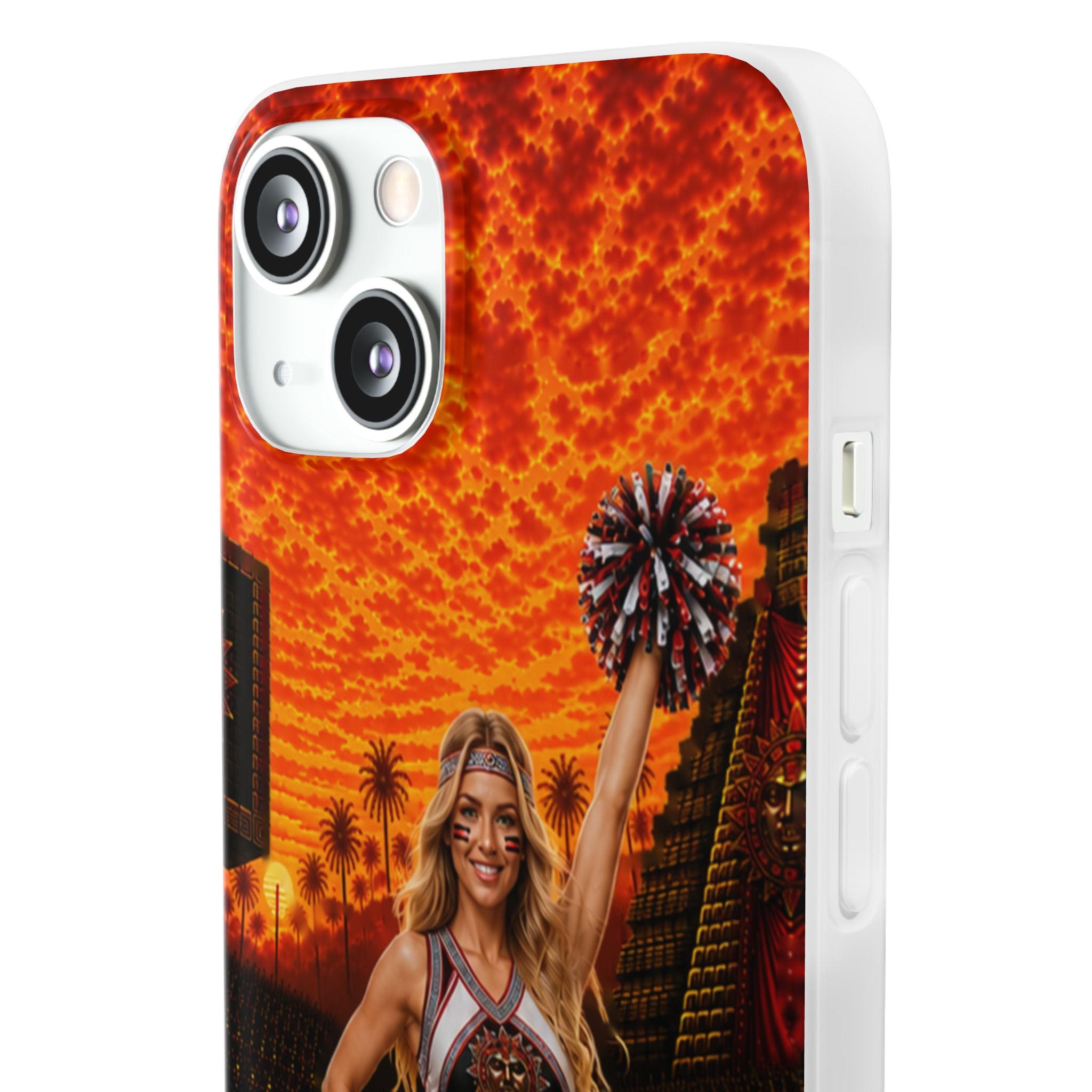 Aztec Cheerleader Warrior – Flexi Phone Case (iPhone & Samsung • Clear TPU • Made & Shipped in the USA • 🚚 FREE USA Shipping • Personalized Option)