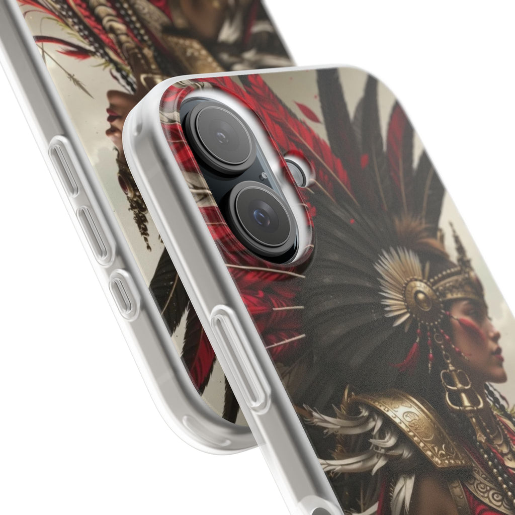 Aztec Warrior Queen – Flexi Phone Case (iPhone & Samsung • Clear TPU • Made in USA • Personalized Option)