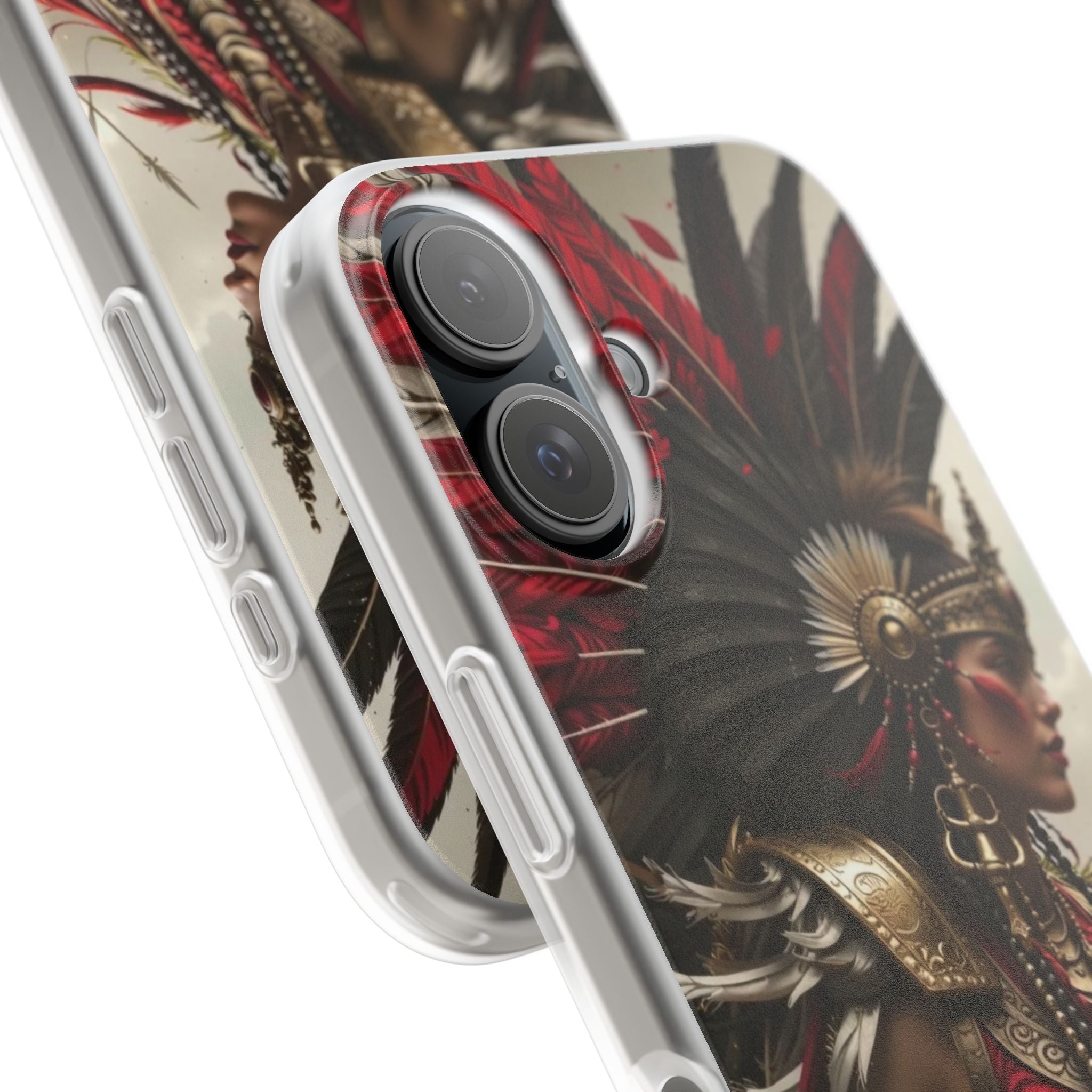 Aztec Warrior Queen – Flexi Phone Case (iPhone & Samsung • Clear TPU • Made in USA • Personalized Option)
