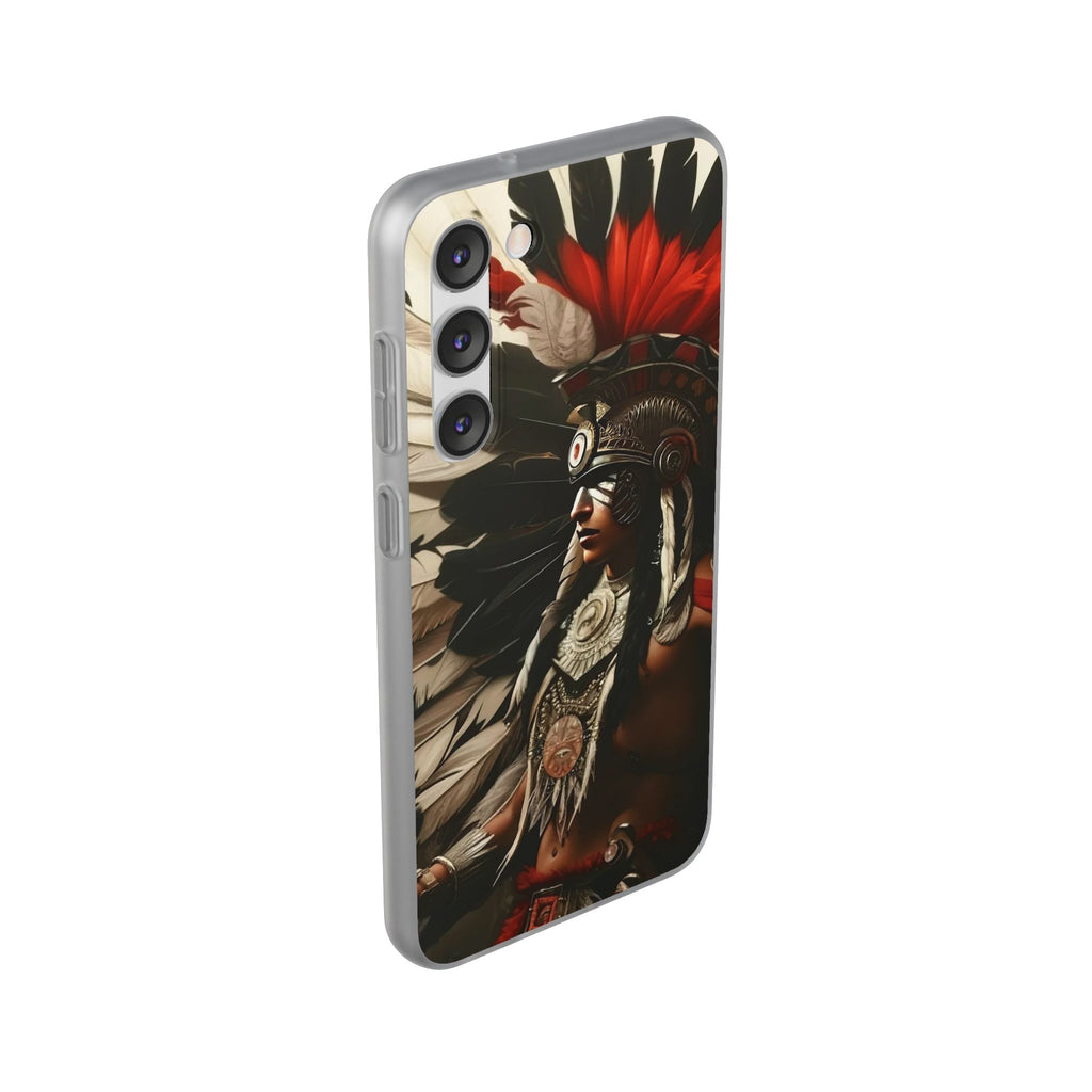 Aztec Fierce Warrior – Flexi Phone Case (iPhone & Samsung • Clear TPU • Made in USA • Personalized Option)