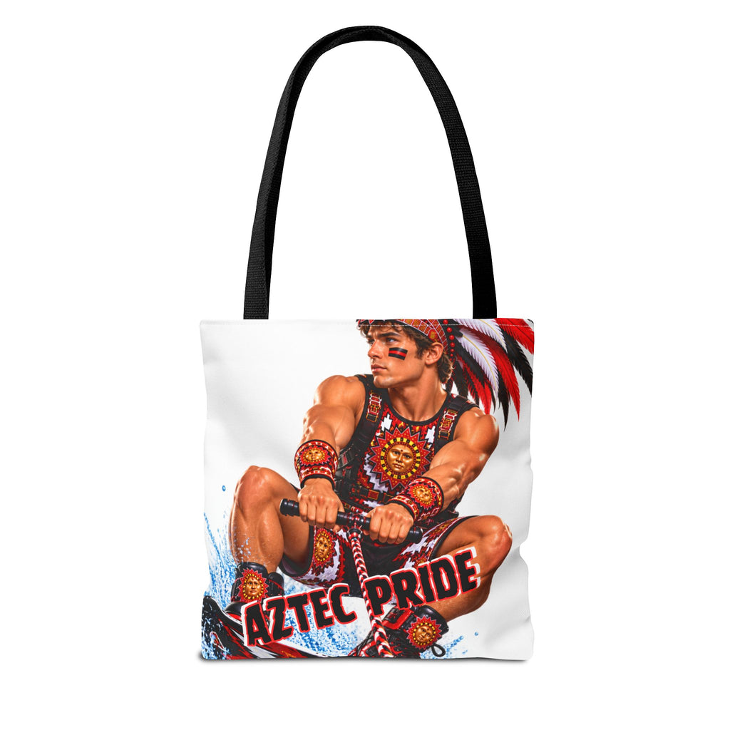 Aztec Waterski Wakeboard Warrior Tote Bag | Aztec-Inspired AI Art • Made & Shipped in the USA • 🚚 FREE USA Shipping • FREE Personalization