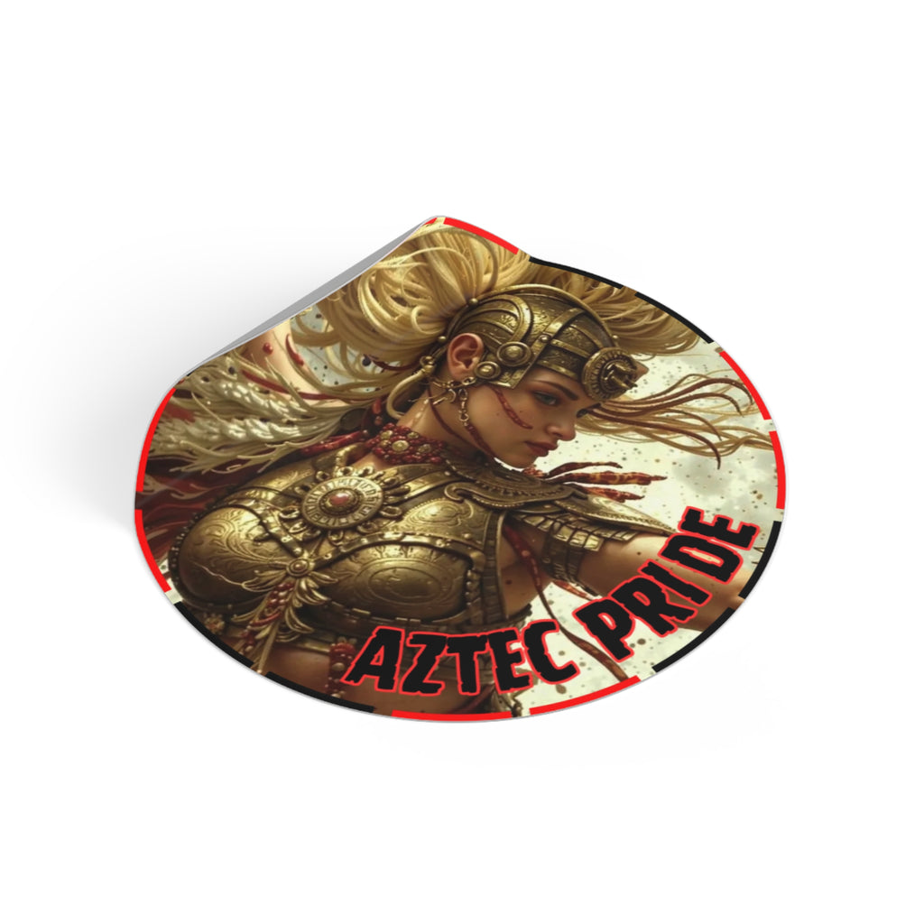 Aztec Iron Queen Round Vinyl Sticker – Waterproof Matte Decal (2”–6”)