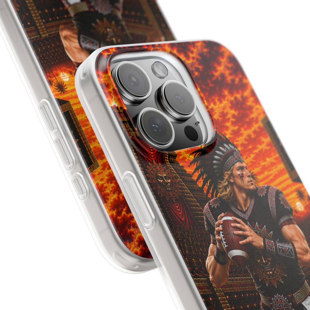 Aztec Football Warrior – Flexi Phone Case (iPhone & Samsung • Clear TPU • Made & Shipped in the USA • 🚚 FREE USA Shipping • Personalized Option)