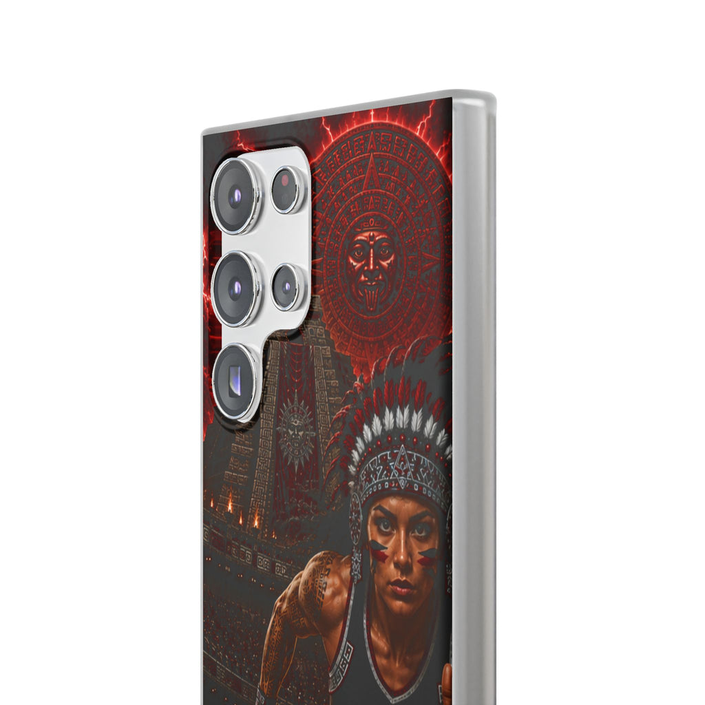 Aztec Track & Field Female Warrior – Flexi Phone Case (iPhone & Samsung • Clear TPU • Made & Shipped in the USA • 🚚 FREE USA Shipping • Personalized Option)
