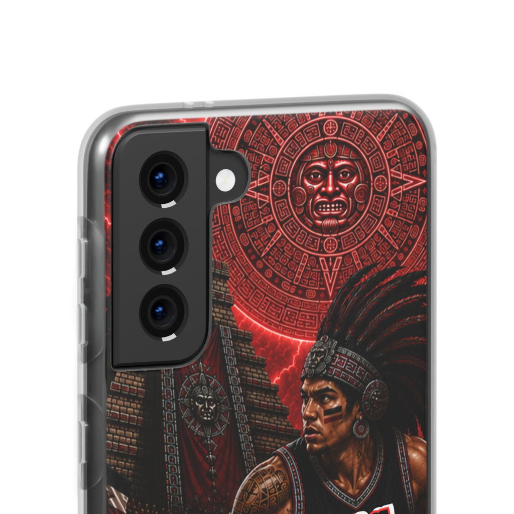 Aztec Basketall Warrior – Flexi Phone Case (iPhone & Samsung • Clear TPU • Made & Shipped in the USA • 🚚 FREE USA Shipping • Personalized Option)