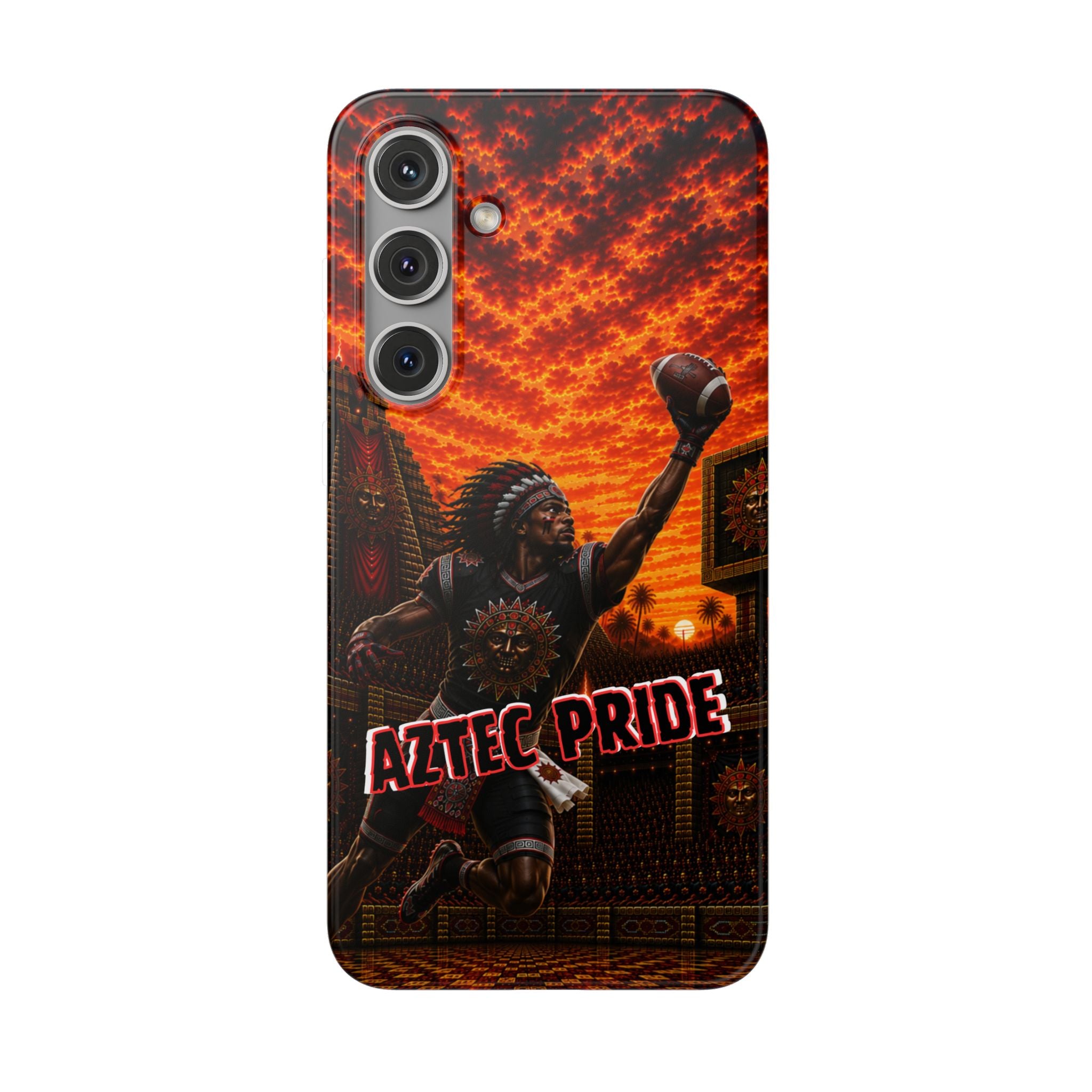 Aztec Football Warrior – Flexi Phone Case (iPhone & Samsung • Clear TPU • Made & Shipped in the USA • 🚚 FREE USA Shipping • Personalized Option)