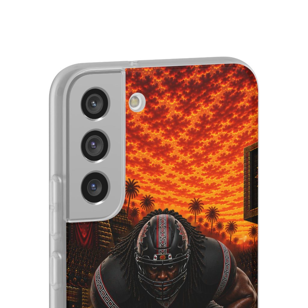 Aztec Football Warrior – Flexi Phone Case (iPhone & Samsung • Clear TPU • Made & Shipped in the USA • 🚚 FREE USA Shipping • Personalized Option)