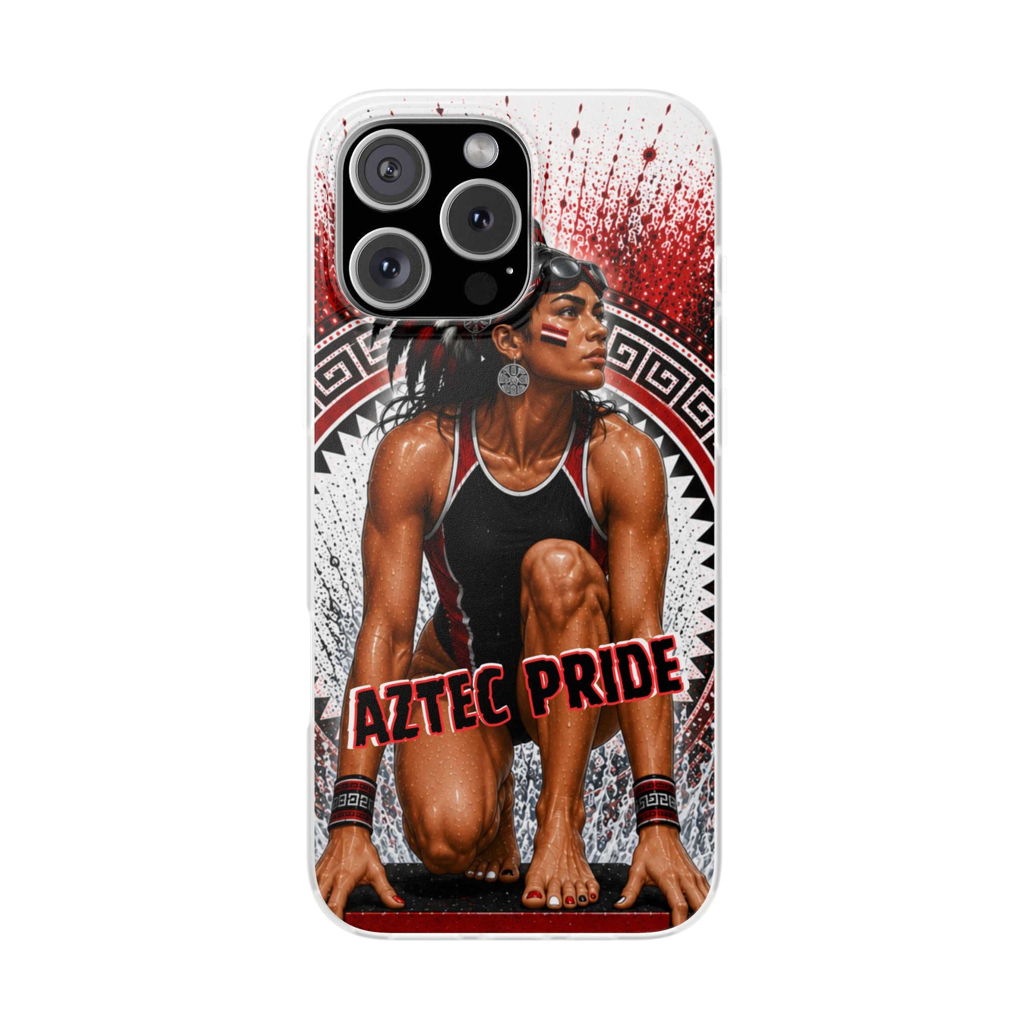 Aztec Swim & Dive Warrior – Flexi Phone Case (iPhone & Samsung • Clear TPU • Made & Shipped in the USA • 🚚 FREE USA Shipping • Personalized Option)