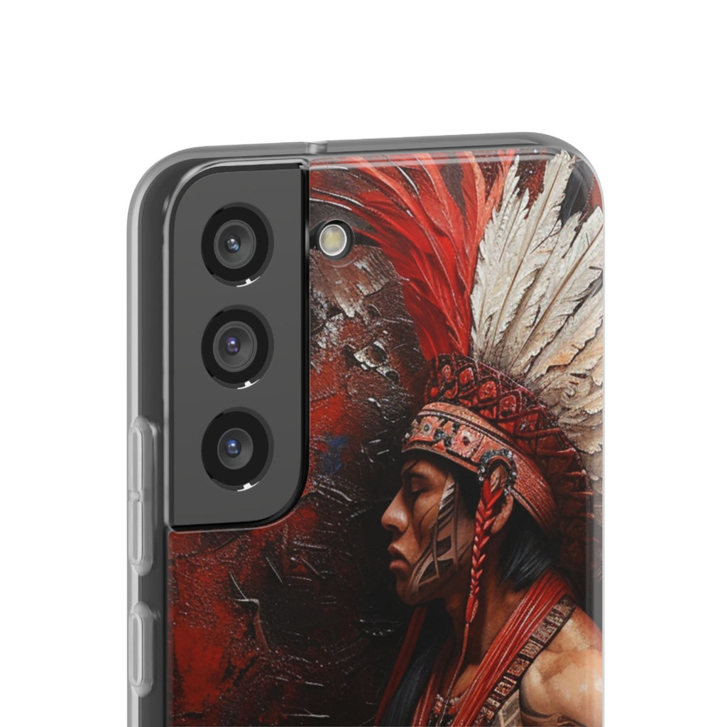 Aztec Noble Warrior – Flexi Phone Case (iPhone & Samsung • Clear TPU • Made in USA • Personalized Option)