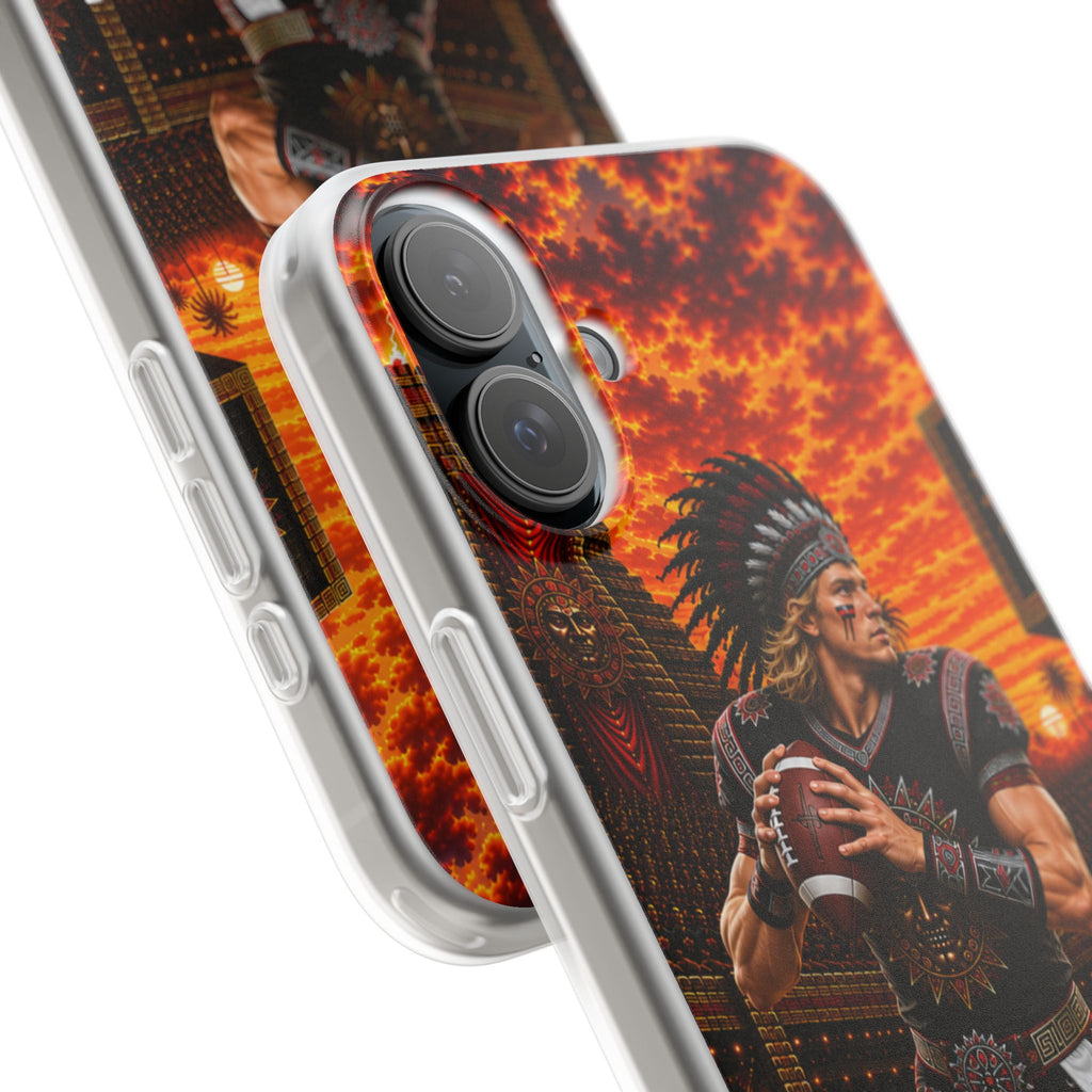 Aztec Football Warrior – Flexi Phone Case (iPhone & Samsung • Clear TPU • Made & Shipped in the USA • 🚚 FREE USA Shipping • Personalized Option)