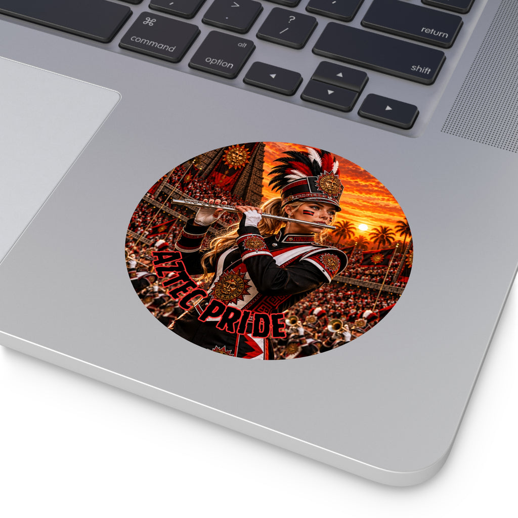 Aztec Band Warrior Round Vinyl Sticker 2”–6” | Made & Shipped in the USA • 🚚 FREE USA Shipping • Personalized Option