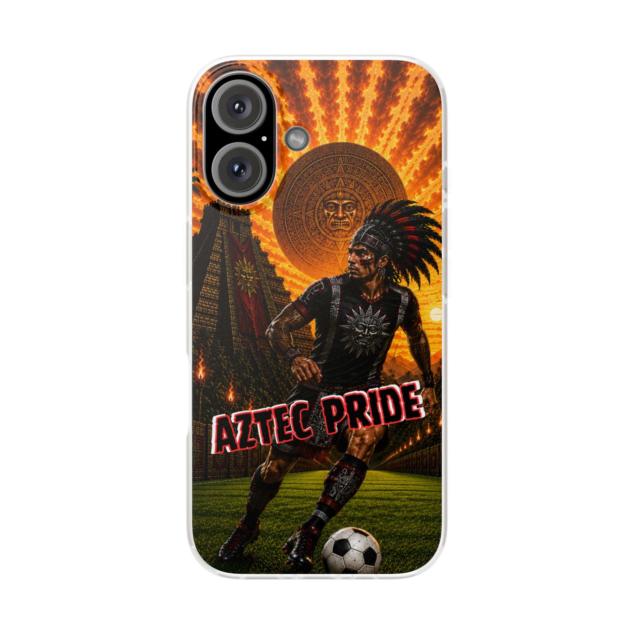 Aztec Soccer Male Warrior – Flexi Phone Case (iPhone & Samsung • Clear TPU • Made & Shipped in the USA • 🚚 FREE USA Shipping • Personalized Option)