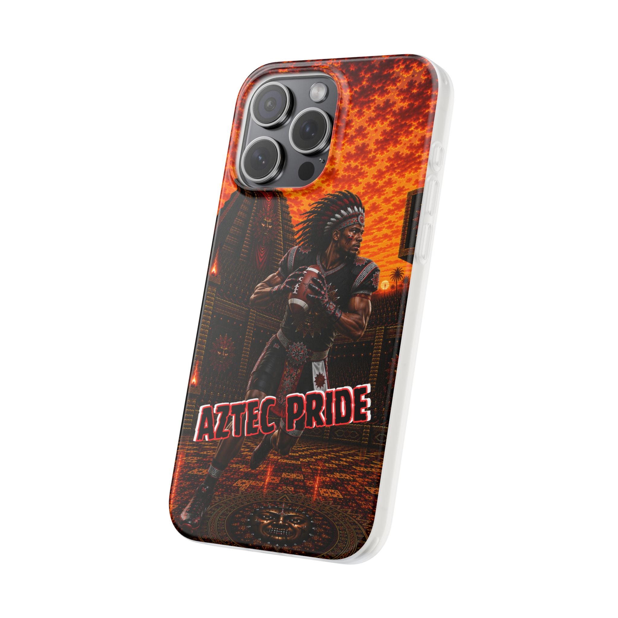 Aztec Football Warrior – Flexi Phone Case (iPhone & Samsung • Clear TPU • Made & Shipped in the USA • 🚚 FREE USA Shipping • Personalized Option)