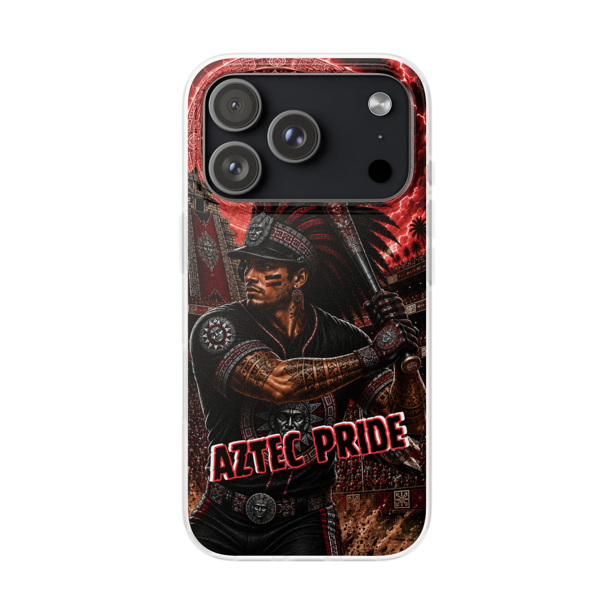 Aztec Baseball Warrior – Flexi Phone Case (iPhone & Samsung • Clear TPU • Made & Shipped in the USA • 🚚 FREE USA Shipping • Personalized Option)