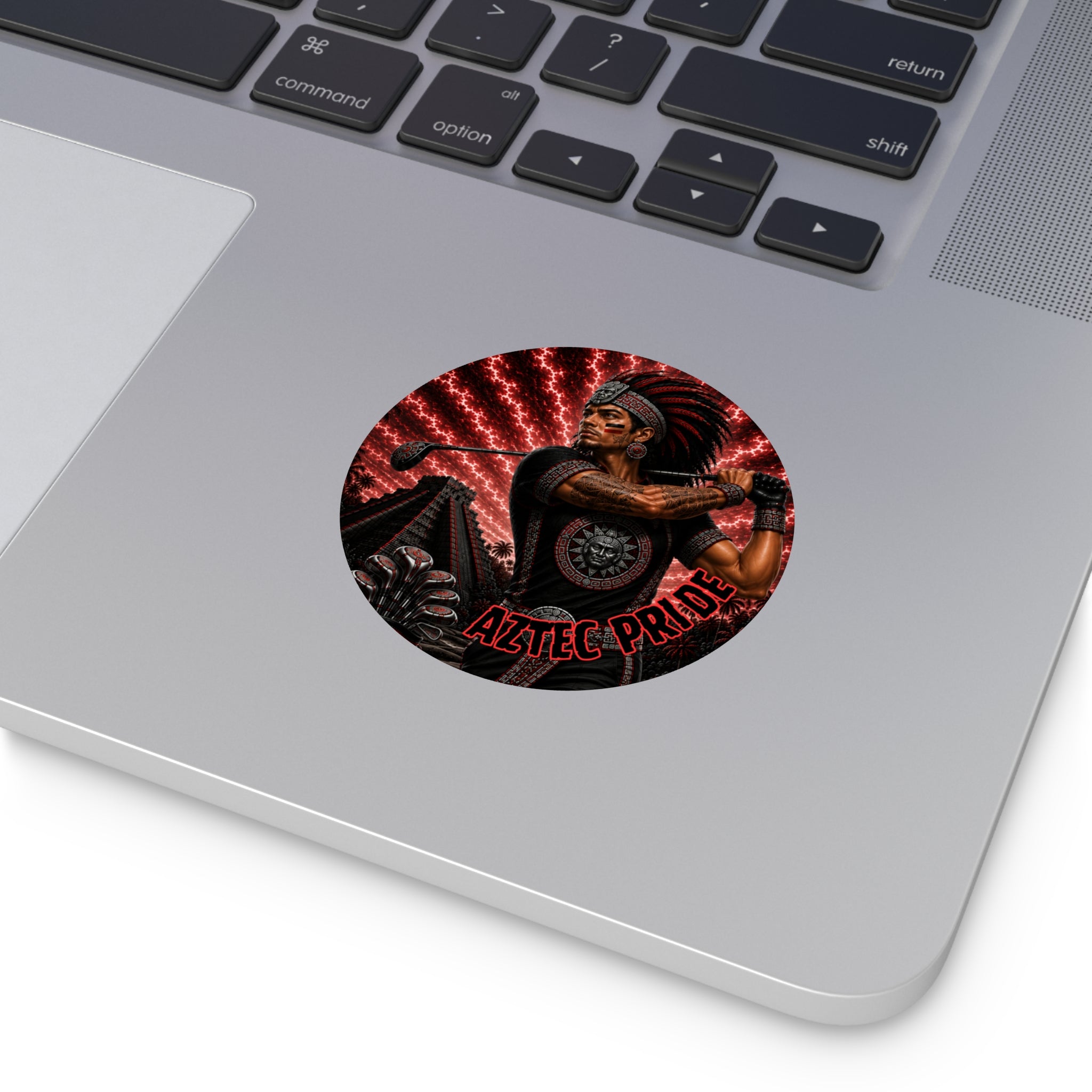 Aztec Golf Male Warrior Round Vinyl Sticker 2”–6” | Made & Shipped in the USA • 🚚 FREE USA Shipping • Personalized Option