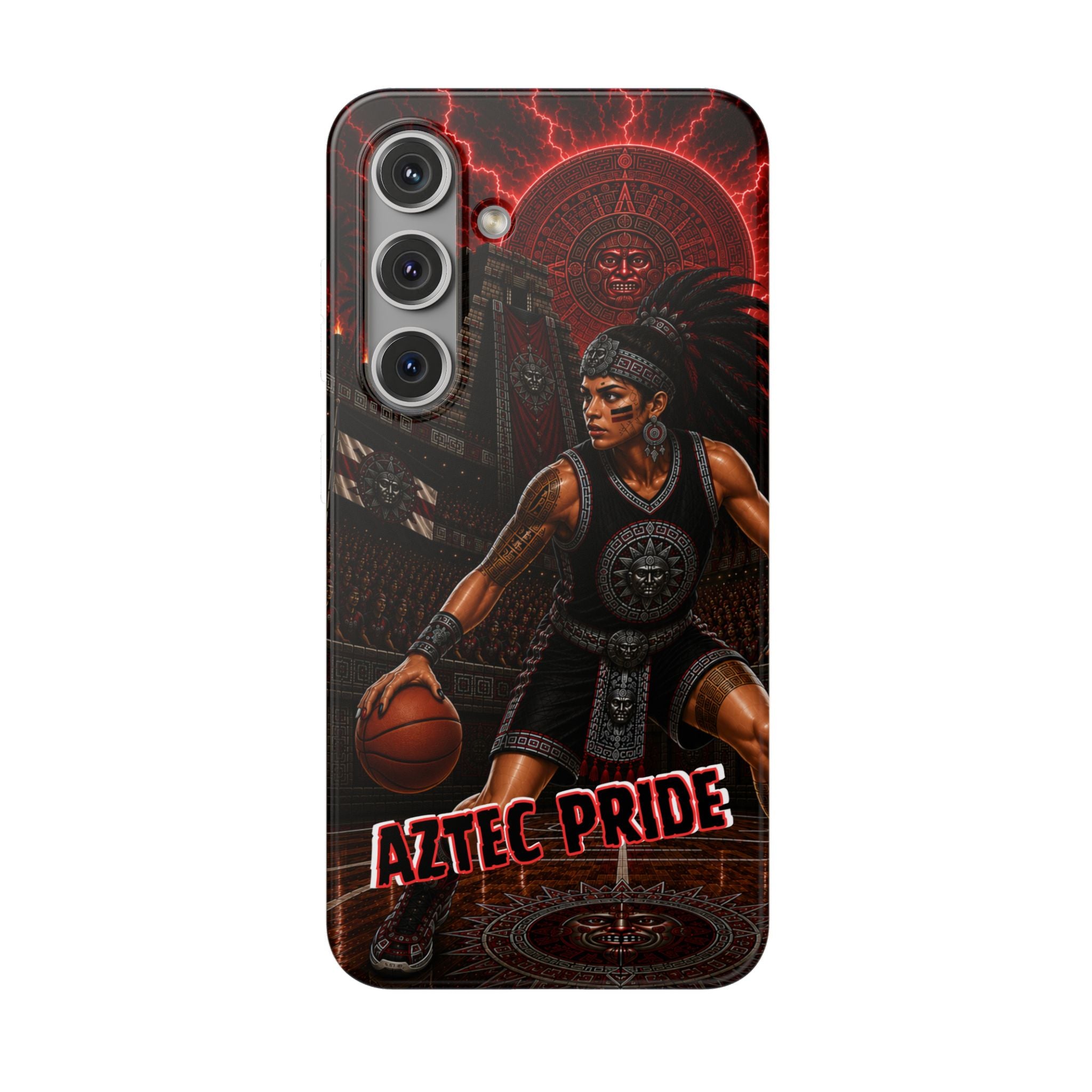 Aztec Basketball Female Warrior – Flexi Phone Case (iPhone & Samsung • Clear TPU • Made & Shipped in the USA • 🚚 FREE USA Shipping • Personalized Option)