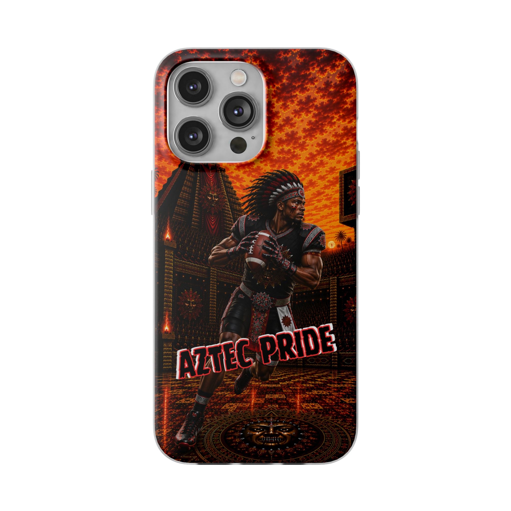 Aztec Football Warrior – Flexi Phone Case (iPhone & Samsung • Clear TPU • Made & Shipped in the USA • 🚚 FREE USA Shipping • Personalized Option)