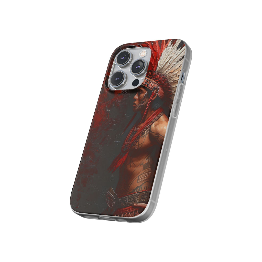 Aztec Noble Warrior – Flexi Phone Case (iPhone & Samsung • Clear TPU • Made in USA • Personalized Option)
