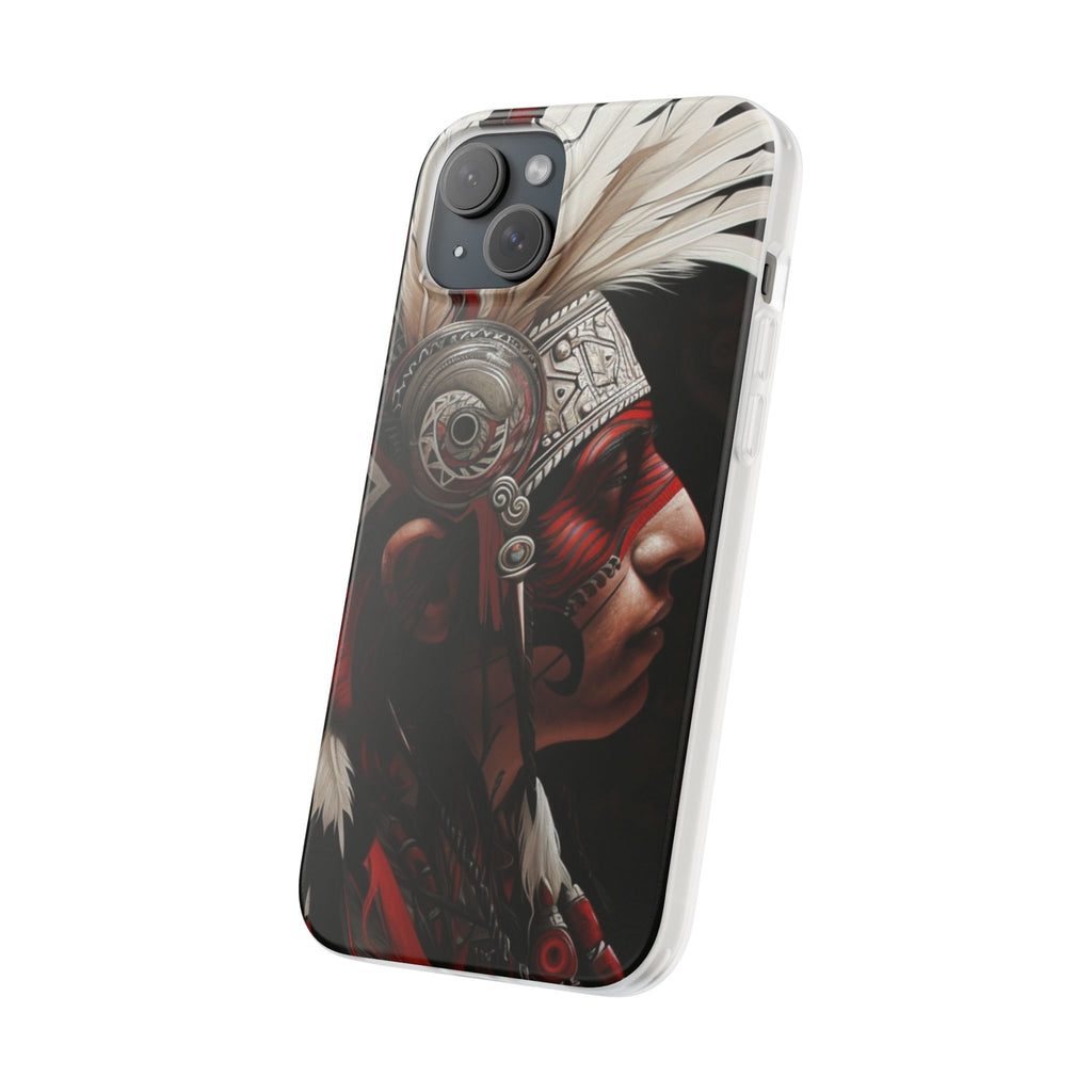 Aztec Warrior King – Flexi Phone Case (iPhone & Samsung • Clear TPU • Made in USA • Personalized Option)