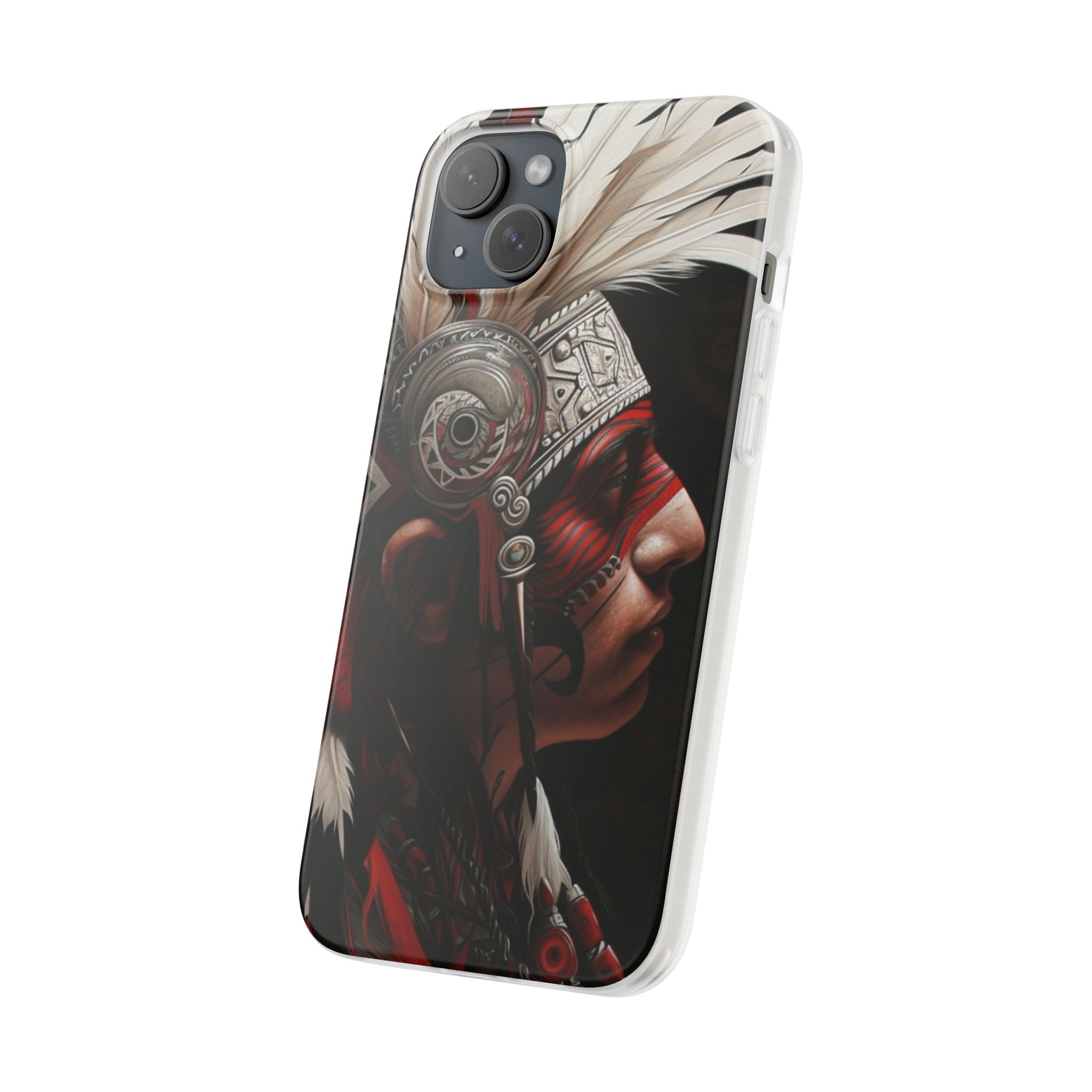 Aztec Warrior King – Flexi Phone Case (iPhone & Samsung • Clear TPU • Made in USA • Personalized Option)
