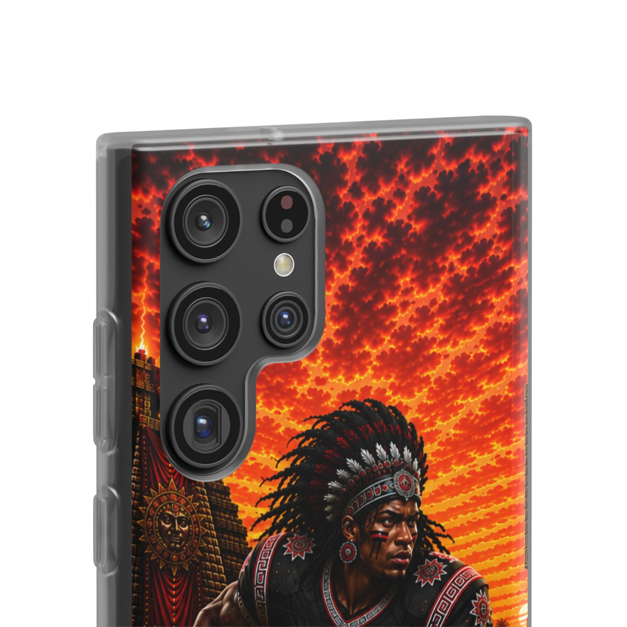 Aztec Football Warrior – Flexi Phone Case (iPhone & Samsung • Clear TPU • Made & Shipped in the USA • 🚚 FREE USA Shipping • Personalized Option)