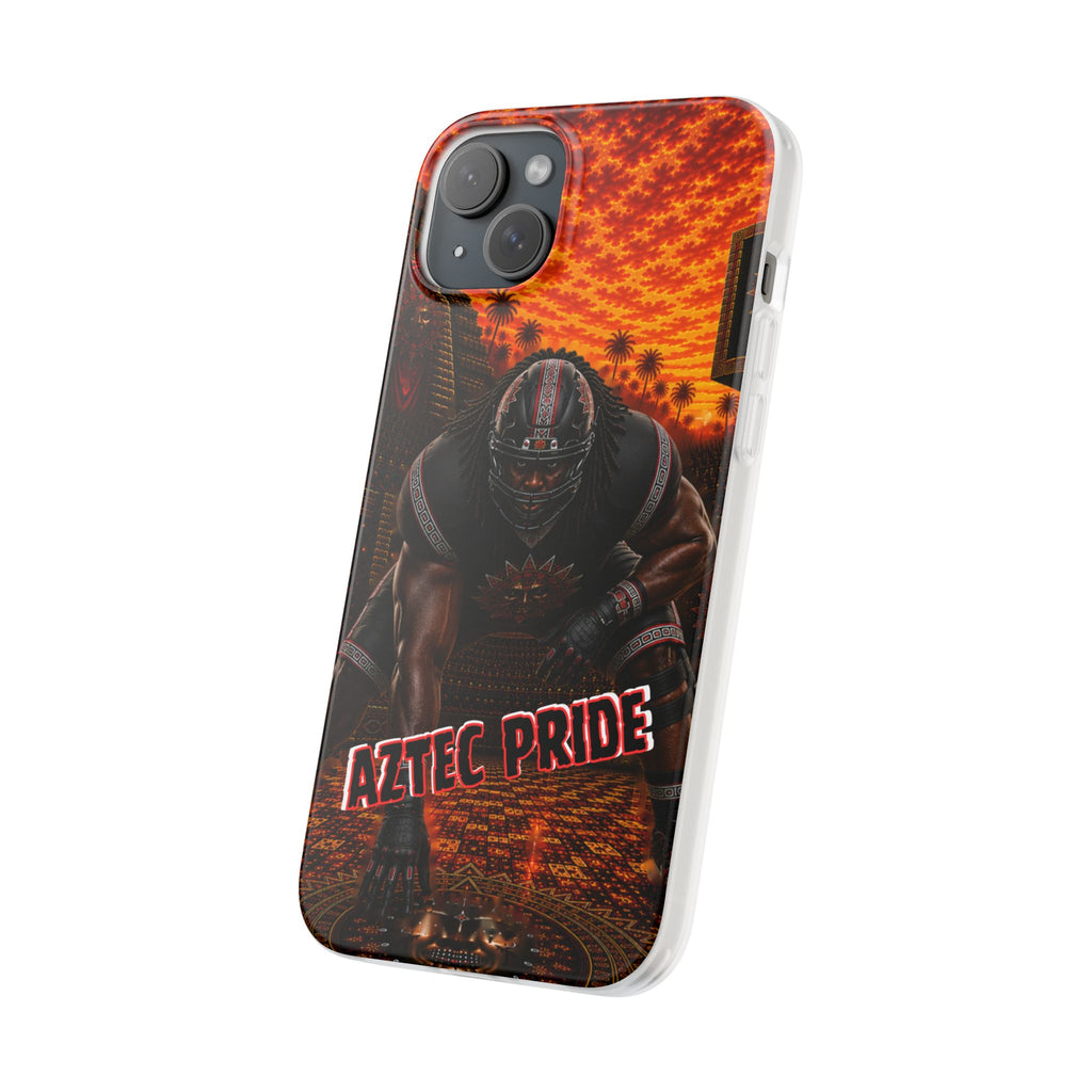 Aztec Football Warrior – Flexi Phone Case (iPhone & Samsung • Clear TPU • Made & Shipped in the USA • 🚚 FREE USA Shipping • Personalized Option)
