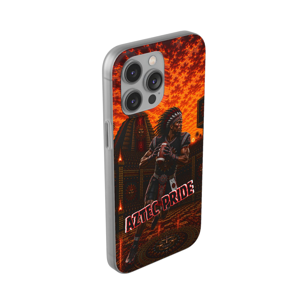 Aztec Football Warrior – Flexi Phone Case (iPhone & Samsung • Clear TPU • Made & Shipped in the USA • 🚚 FREE USA Shipping • Personalized Option)