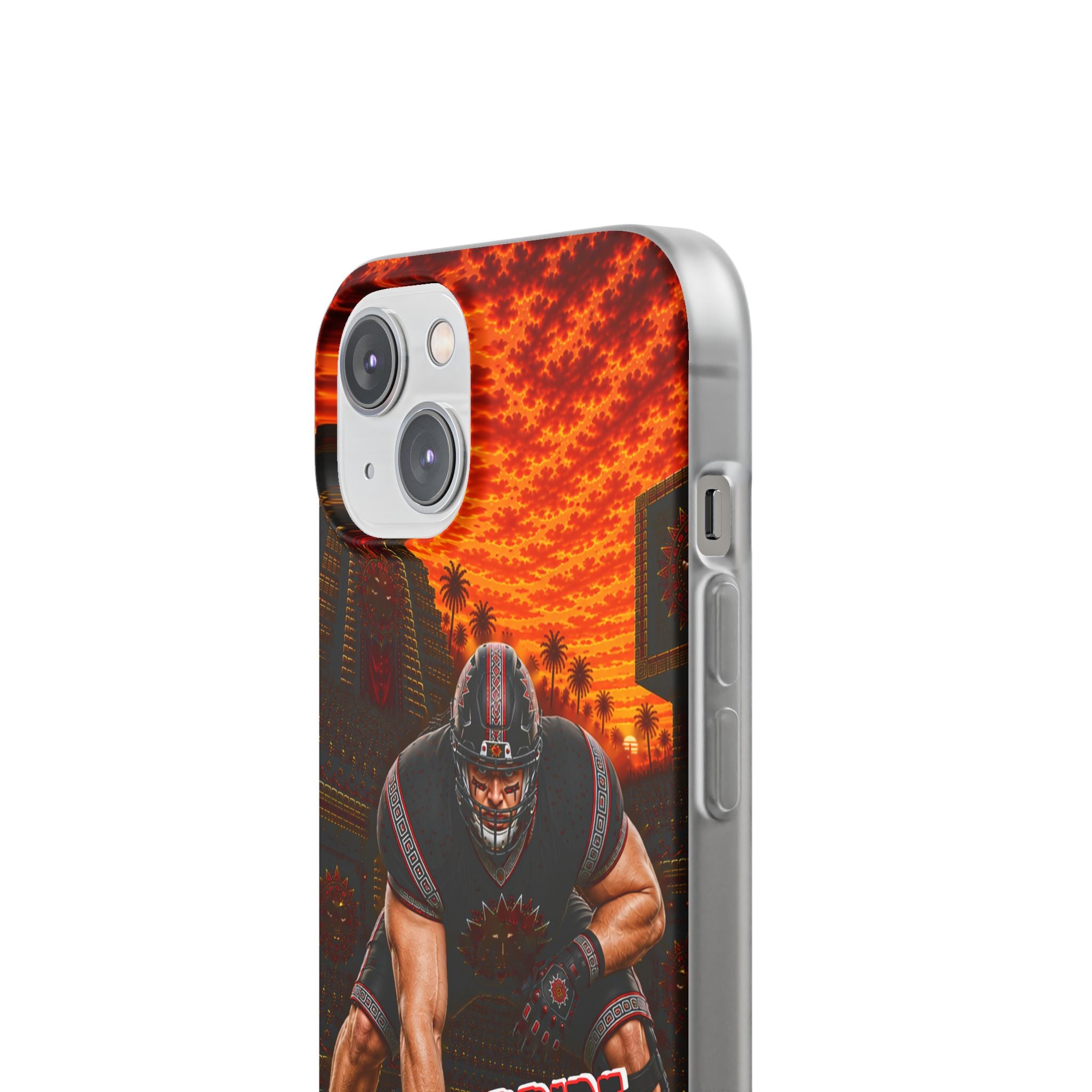 Aztec Football Warrior – Flexi Phone Case (iPhone & Samsung • Clear TPU • Made & Shipped in the USA • 🚚 FREE USA Shipping • Personalized Option)