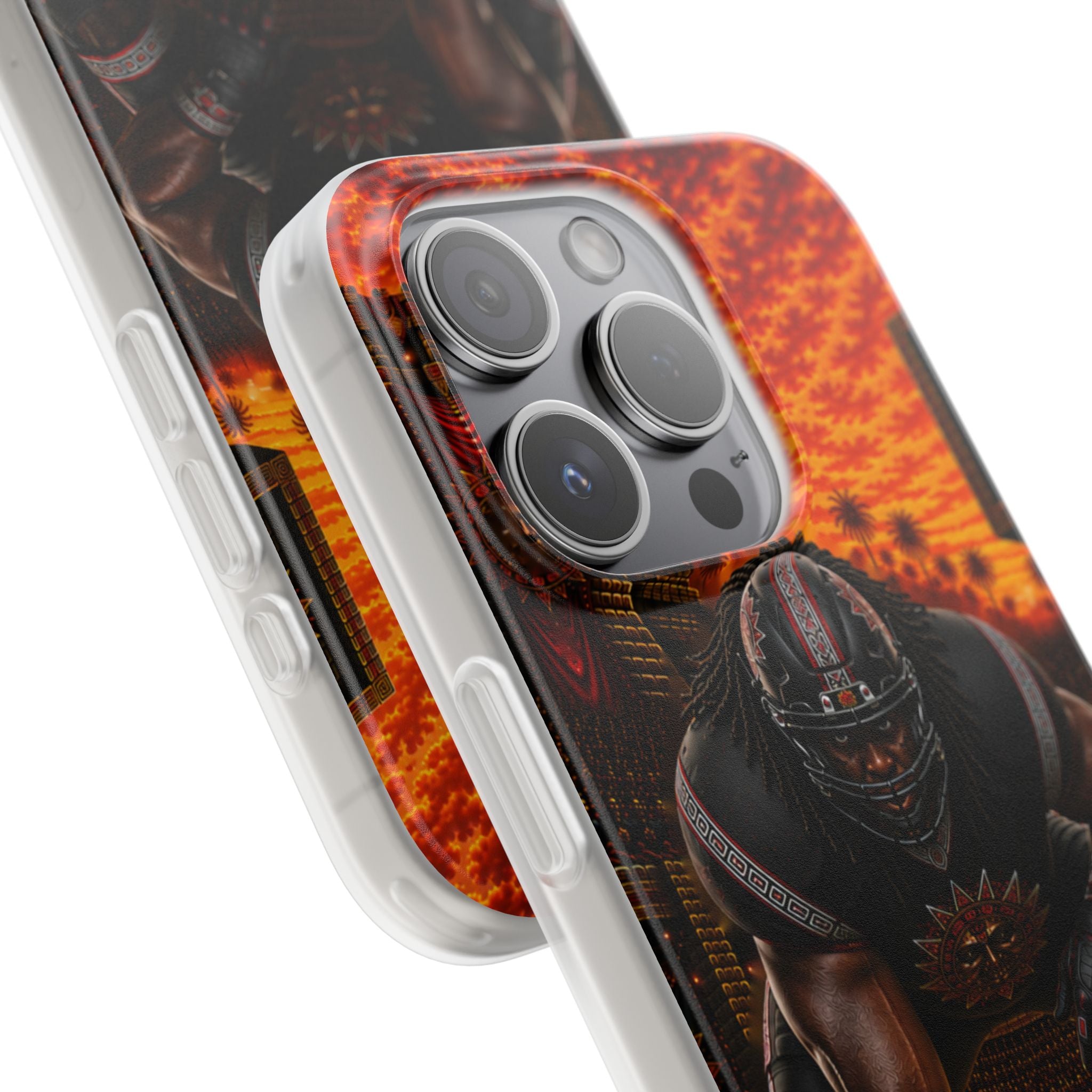 Aztec Football Warrior – Flexi Phone Case (iPhone & Samsung • Clear TPU • Made & Shipped in the USA • 🚚 FREE USA Shipping • Personalized Option)