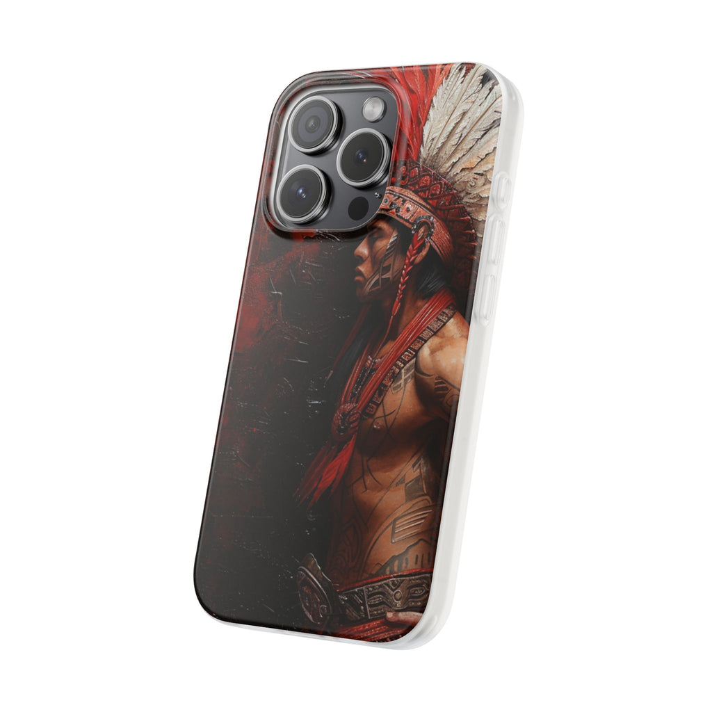 Aztec Noble Warrior – Flexi Phone Case (iPhone & Samsung • Clear TPU • Made in USA • Personalized Option)