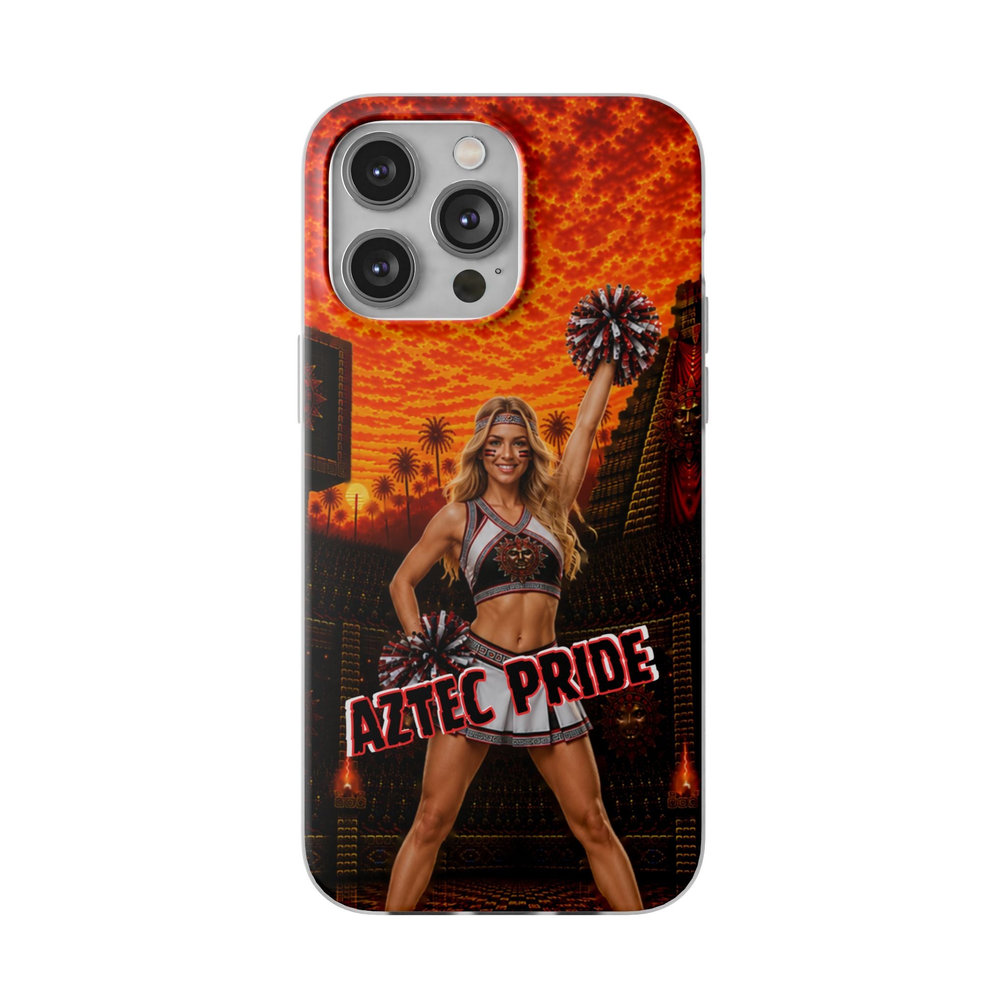 Aztec Cheerleader Warrior – Flexi Phone Case (iPhone & Samsung • Clear TPU • Made & Shipped in the USA • 🚚 FREE USA Shipping • Personalized Option)
