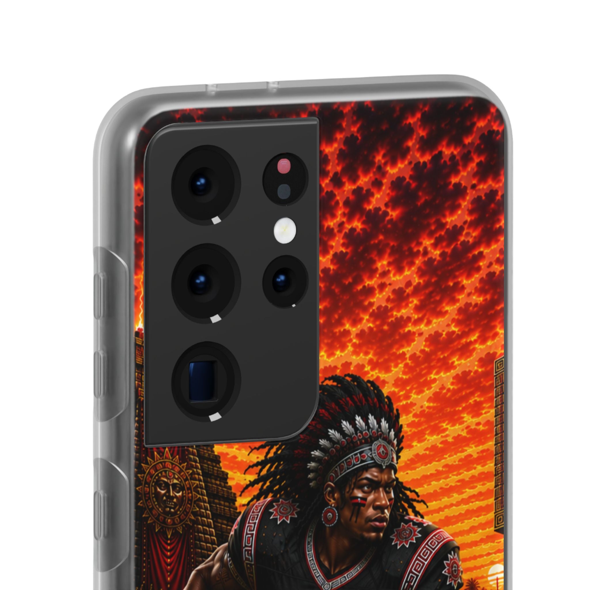 Aztec Football Warrior – Flexi Phone Case (iPhone & Samsung • Clear TPU • Made & Shipped in the USA • 🚚 FREE USA Shipping • Personalized Option)