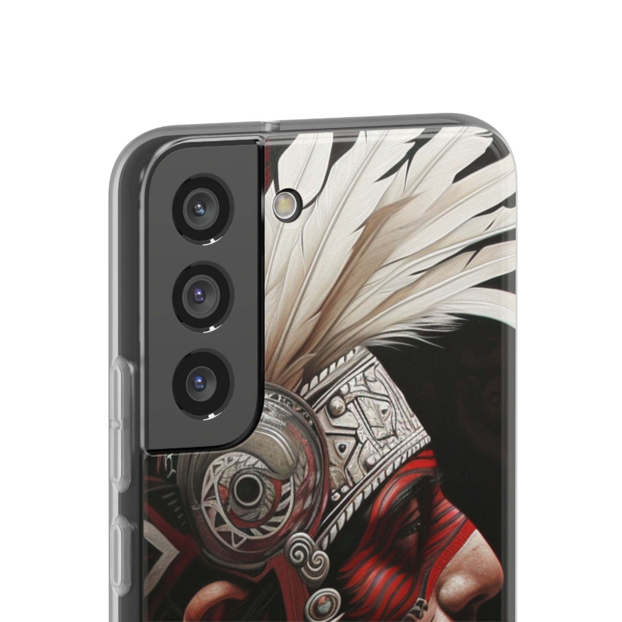 Aztec Warrior King – Flexi Phone Case (iPhone & Samsung • Clear TPU • Made in USA • Personalized Option)