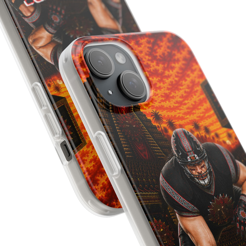 Aztec Football Warrior – Flexi Phone Case (iPhone & Samsung • Clear TPU • Made & Shipped in the USA • 🚚 FREE USA Shipping • Personalized Option)