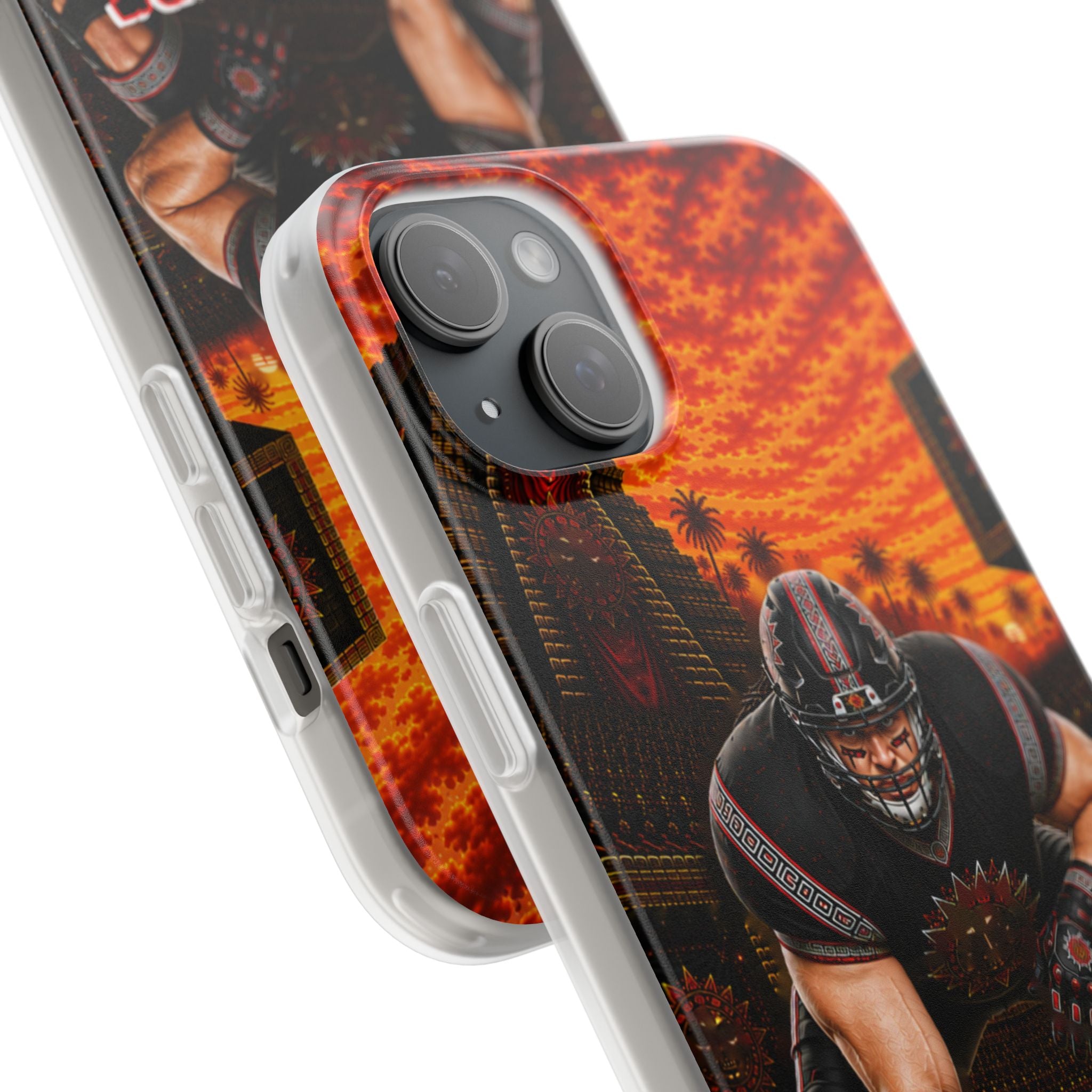Aztec Football Warrior – Flexi Phone Case (iPhone & Samsung • Clear TPU • Made & Shipped in the USA • 🚚 FREE USA Shipping • Personalized Option)