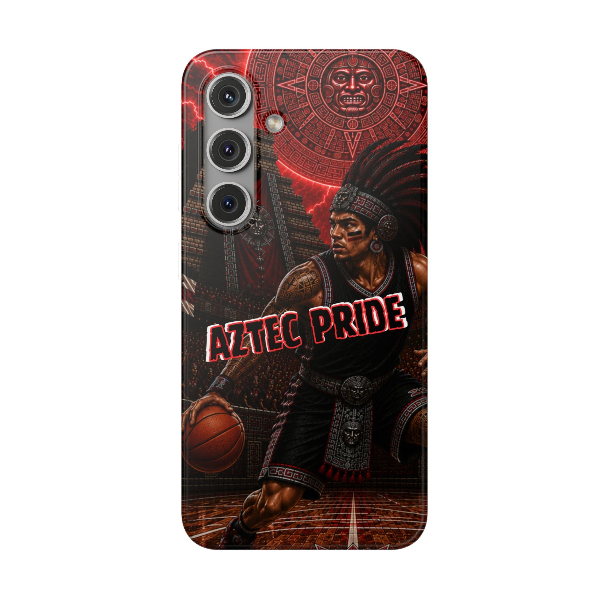 Aztec Basketall Warrior – Flexi Phone Case (iPhone & Samsung • Clear TPU • Made & Shipped in the USA • 🚚 FREE USA Shipping • Personalized Option)