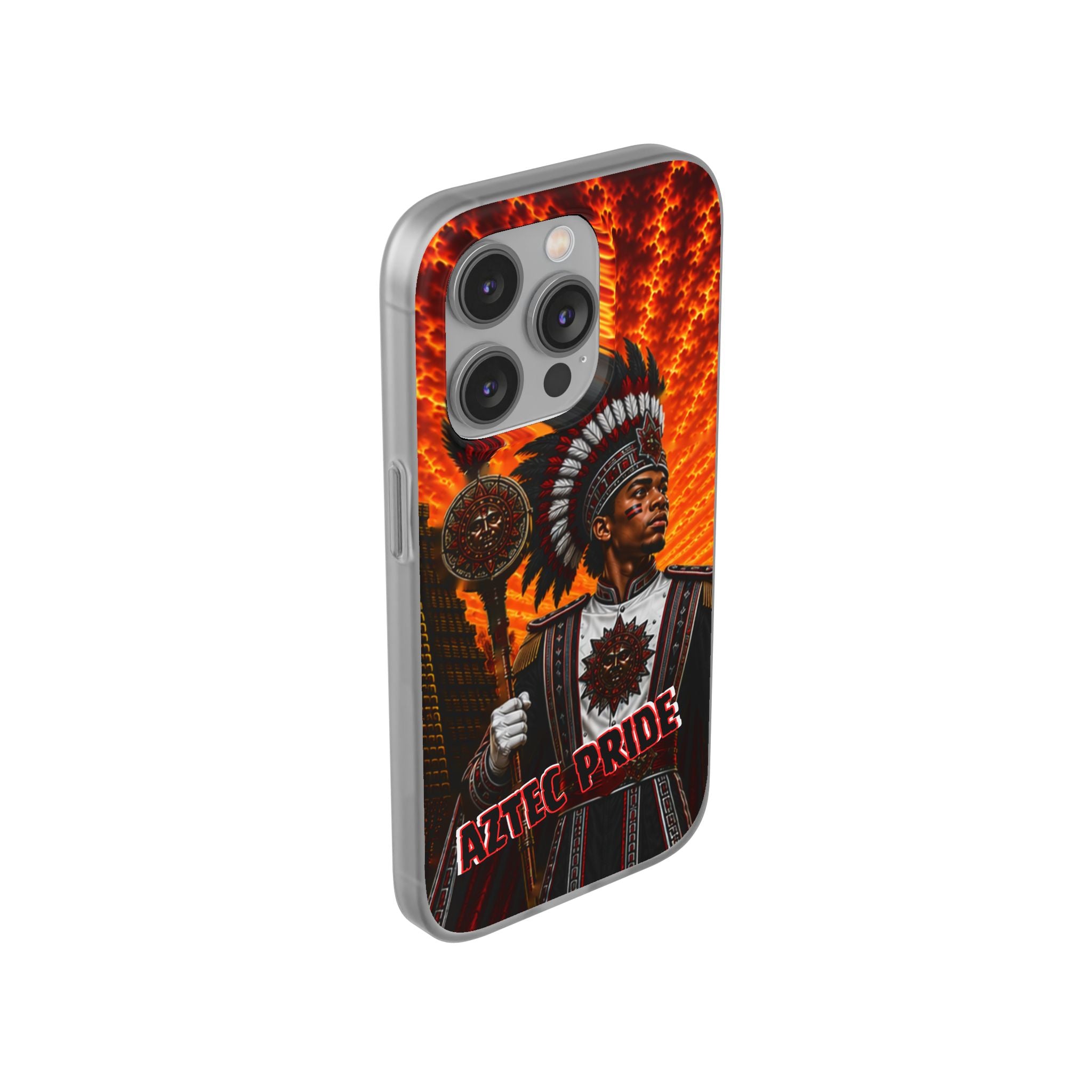 Aztec Drum Major Warrior – Flexi Phone Case (iPhone & Samsung • Clear TPU • Made & Shipped in the USA • 🚚 FREE USA Shipping • Personalized Option)