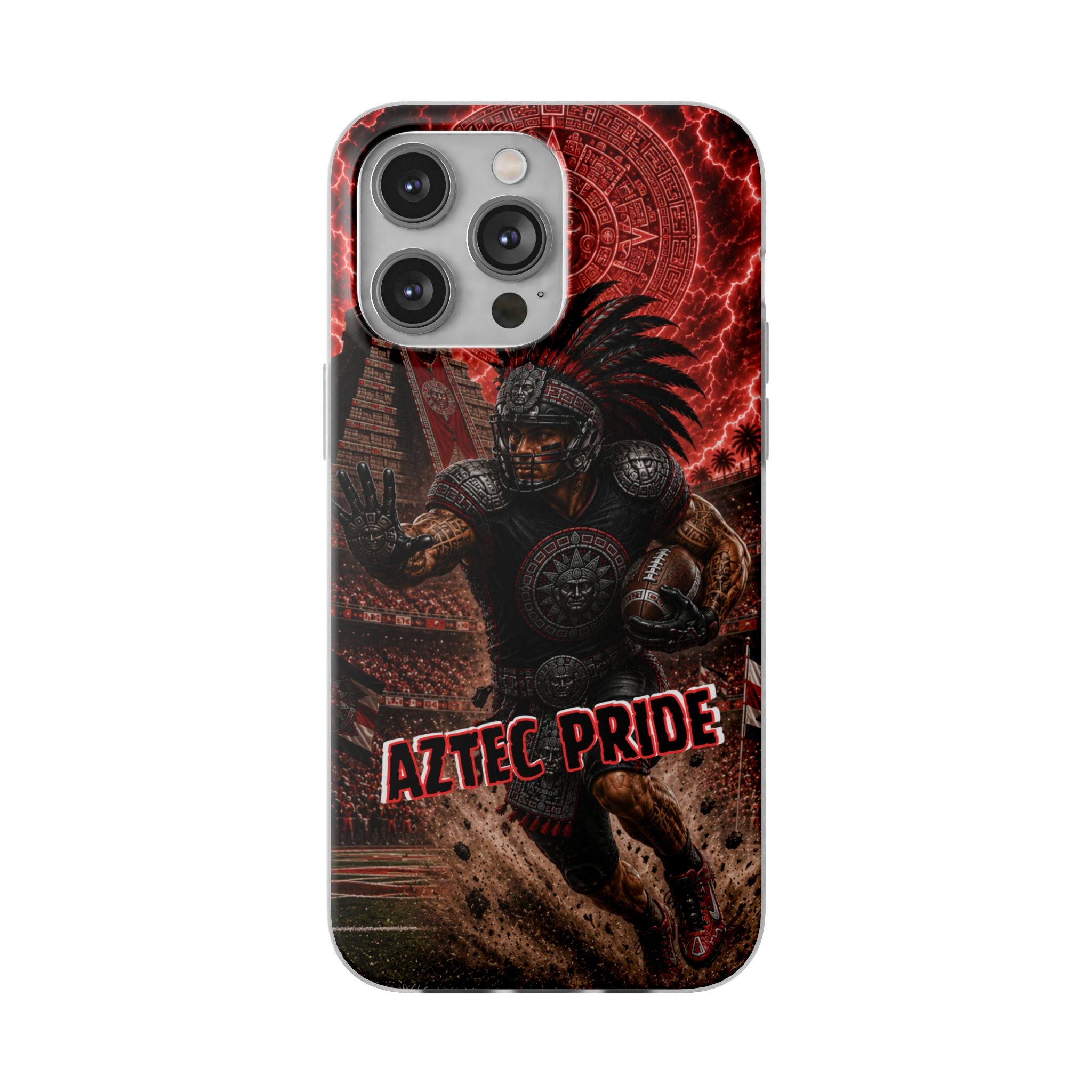 Aztec Football Warrior – Flexi Phone Case (iPhone & Samsung • Clear TPU • Made in USA • Personalized Option)