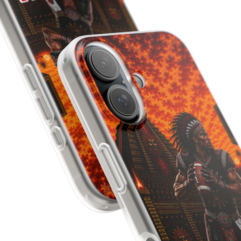 Aztec Football Warrior – Flexi Phone Case (iPhone & Samsung • Clear TPU • Made & Shipped in the USA • 🚚 FREE USA Shipping • Personalized Option)