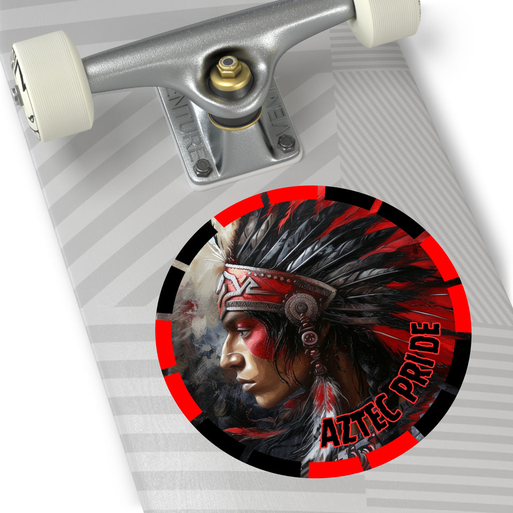 Aztec Silent Warrior Round Vinyl Sticker – Waterproof Matte Decal (2”–6”)