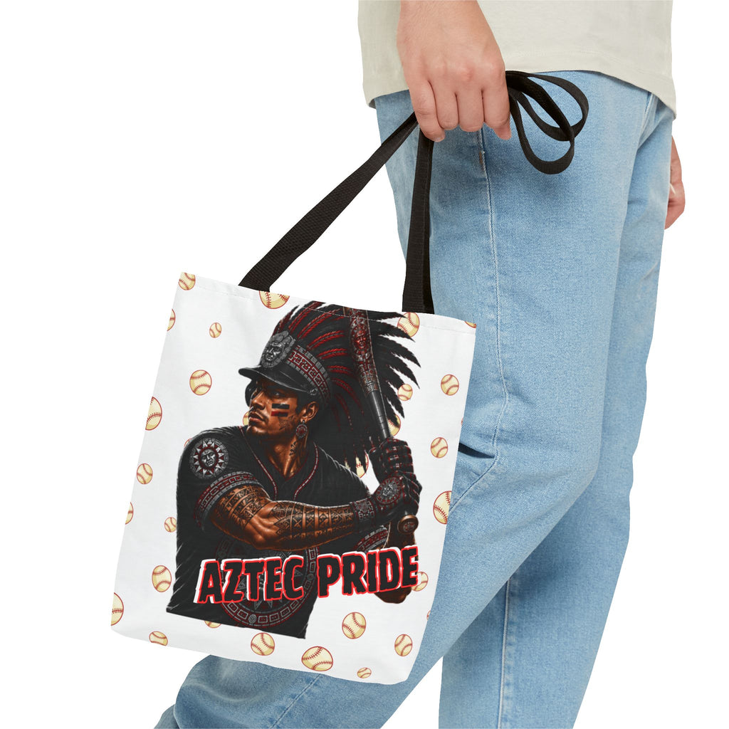 Aztec Baseball Warrior Tote Bag | Aztec-Inspired AI Art • Made & Shipped in the USA • 🚚 FREE USA Shipping • FREE Personalization