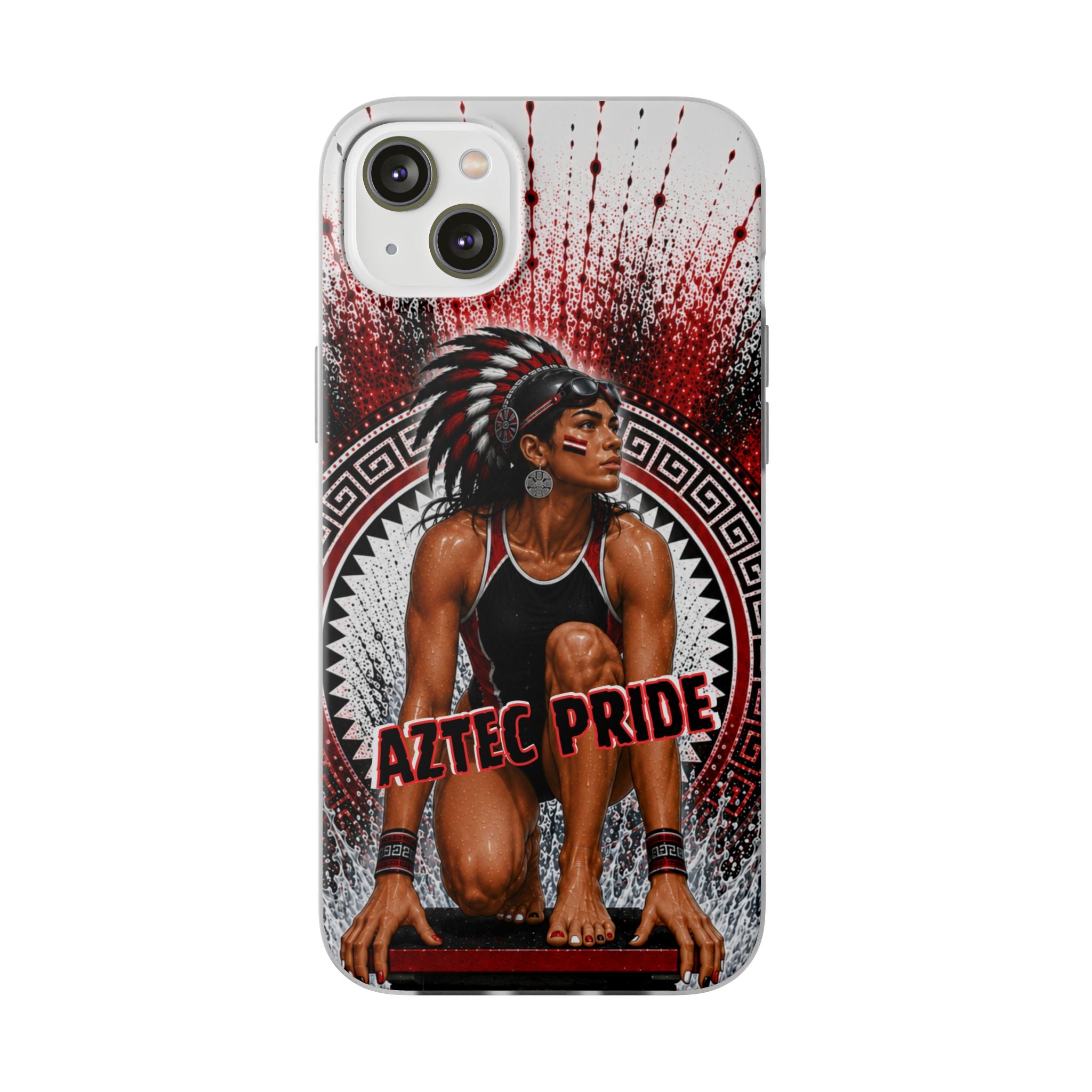 Aztec Swim & Dive Warrior – Flexi Phone Case (iPhone & Samsung • Clear TPU • Made & Shipped in the USA • 🚚 FREE USA Shipping • Personalized Option)