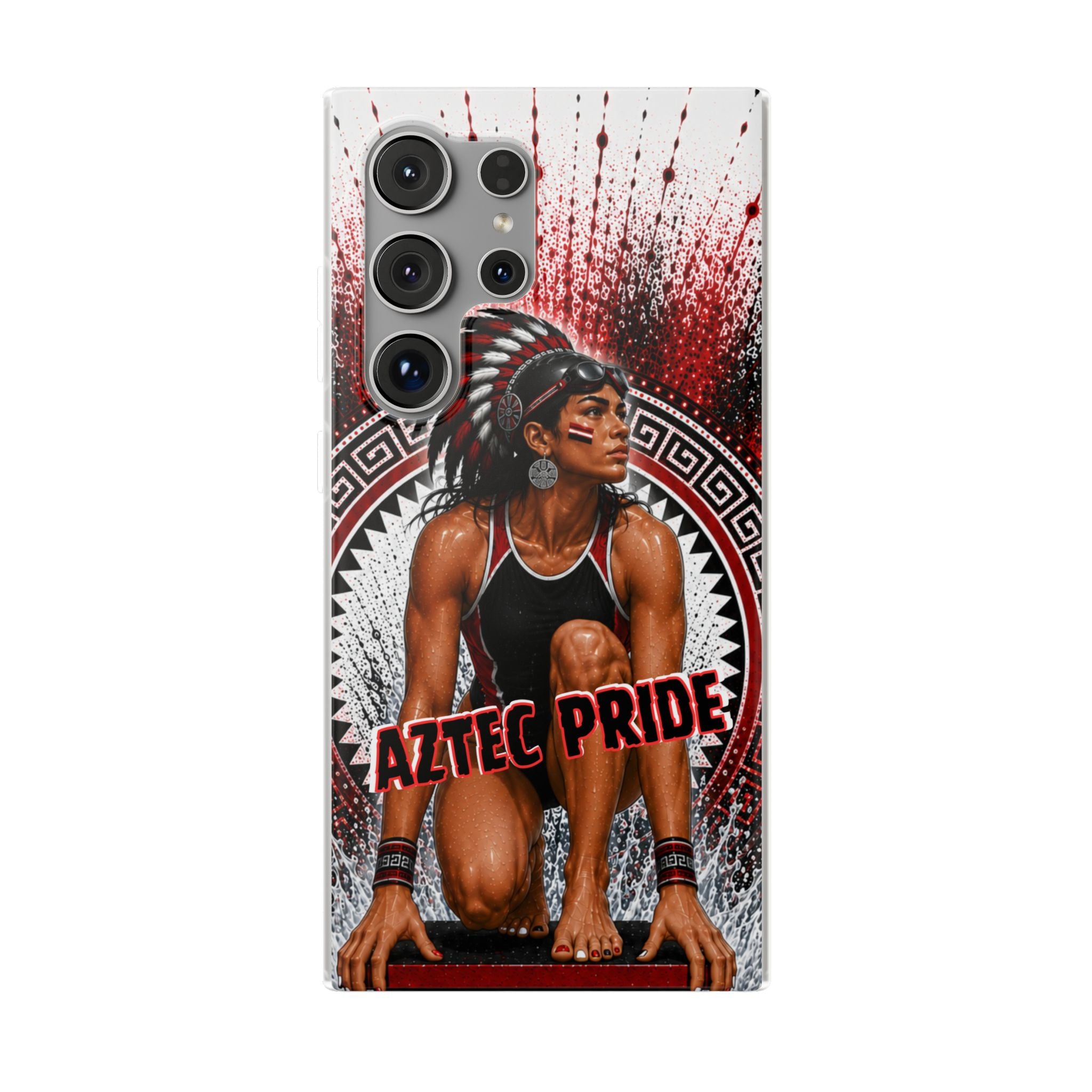 Aztec Swim & Dive Warrior – Flexi Phone Case (iPhone & Samsung • Clear TPU • Made & Shipped in the USA • 🚚 FREE USA Shipping • Personalized Option)